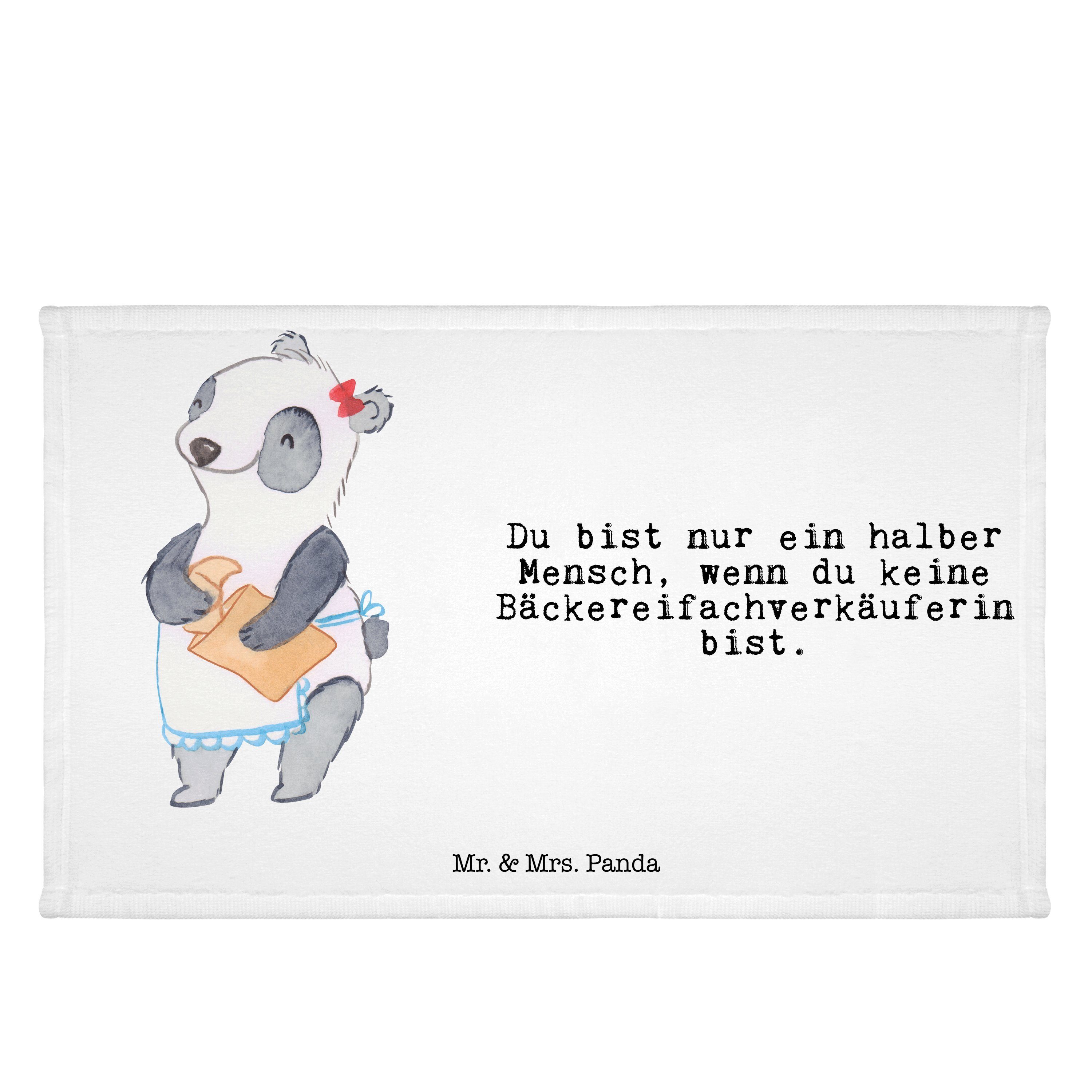 Mr. & Mrs. Panda Handtuch Bäckereifachverkäuferin mit Herz - Weiß - Geschenk, Backwarenverkäufe, (1-St)