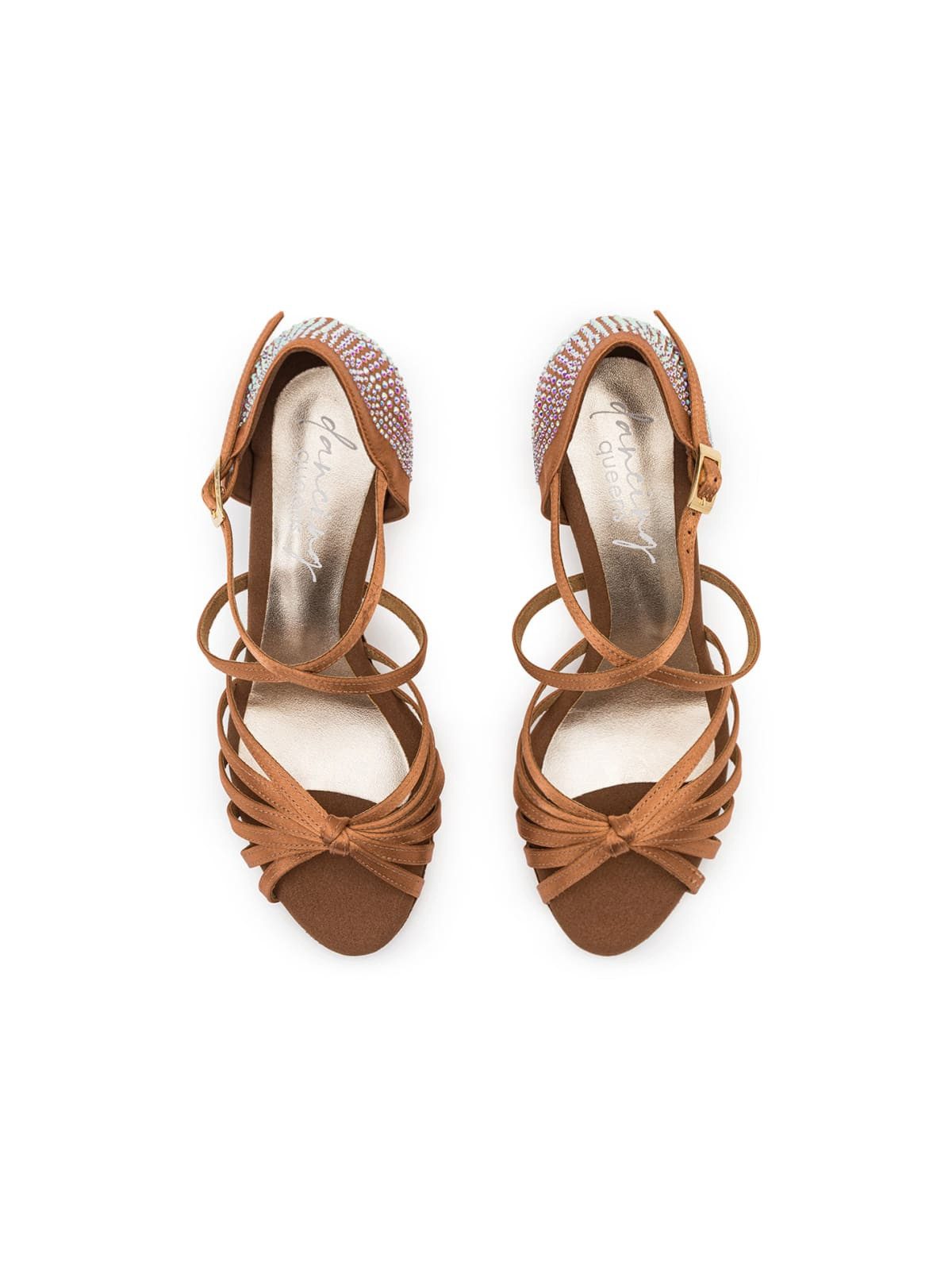 Dancing Queens Elation Accent Show-Tanzschuhe Satin Strass mit flexibler Sohle Sandalette Absatz 7.0 cm