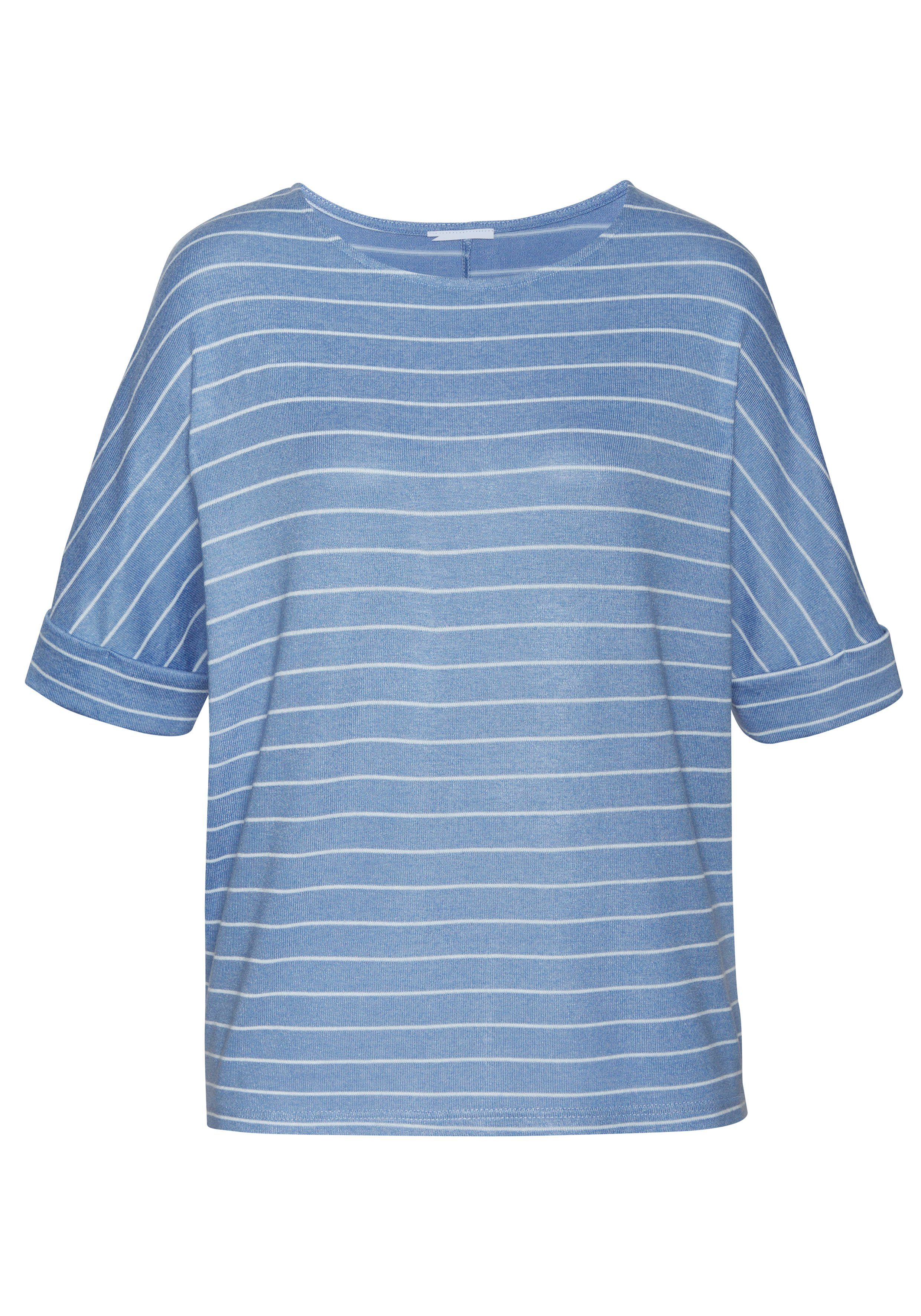 LASCANA Rundhalsshirt mit breitem Ärmelumschlag aus günstig online kaufen