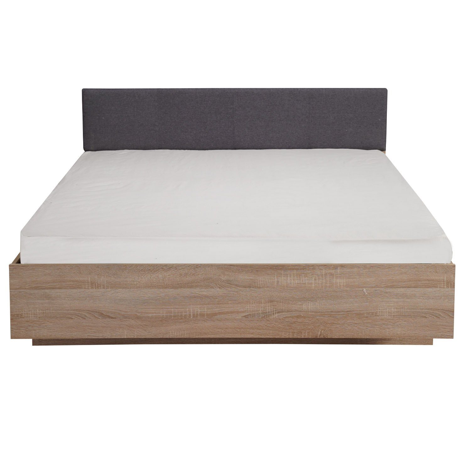 Homestyle4u Polsterbett »Doppelbett Polsterbett 160x200 Bett Eiche