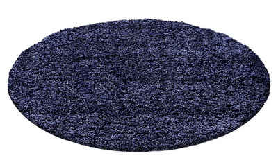 Teppich Hochflor Teppich Lux Marineblau, Teppich Boss, rund, Höhe: 30 mm