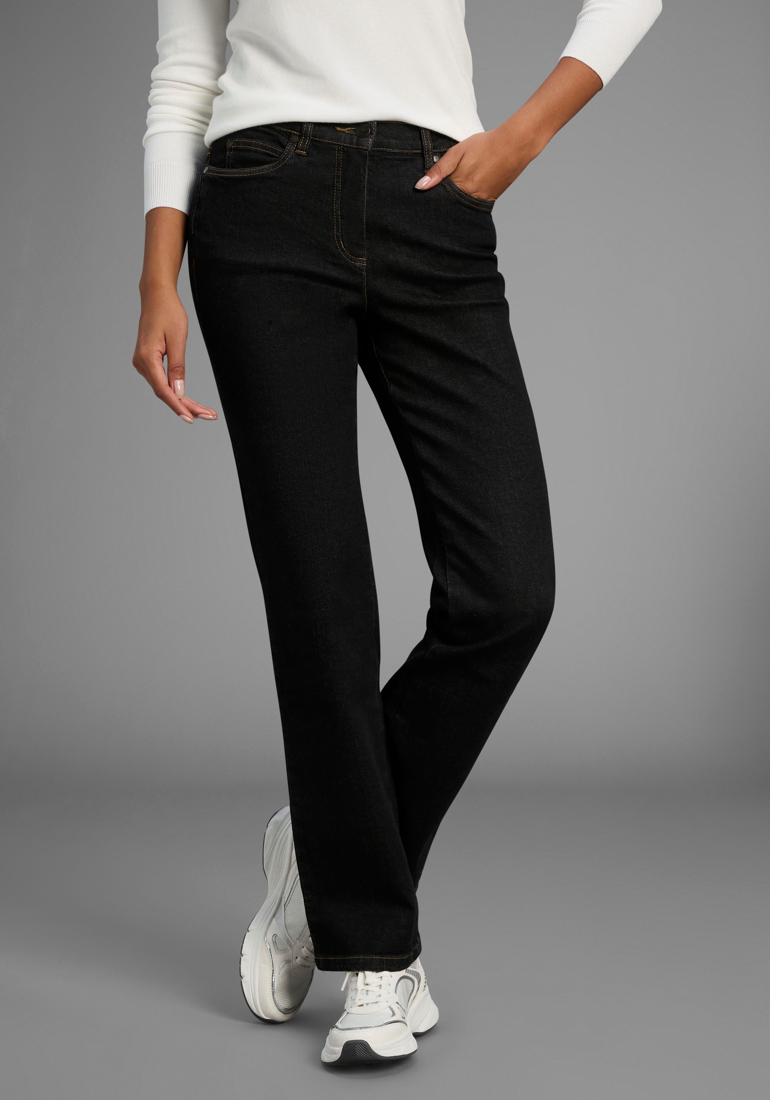 Arizona Gerade Jeans Annett bequeme Passform, 5-Pocket-Style, hohe Taille