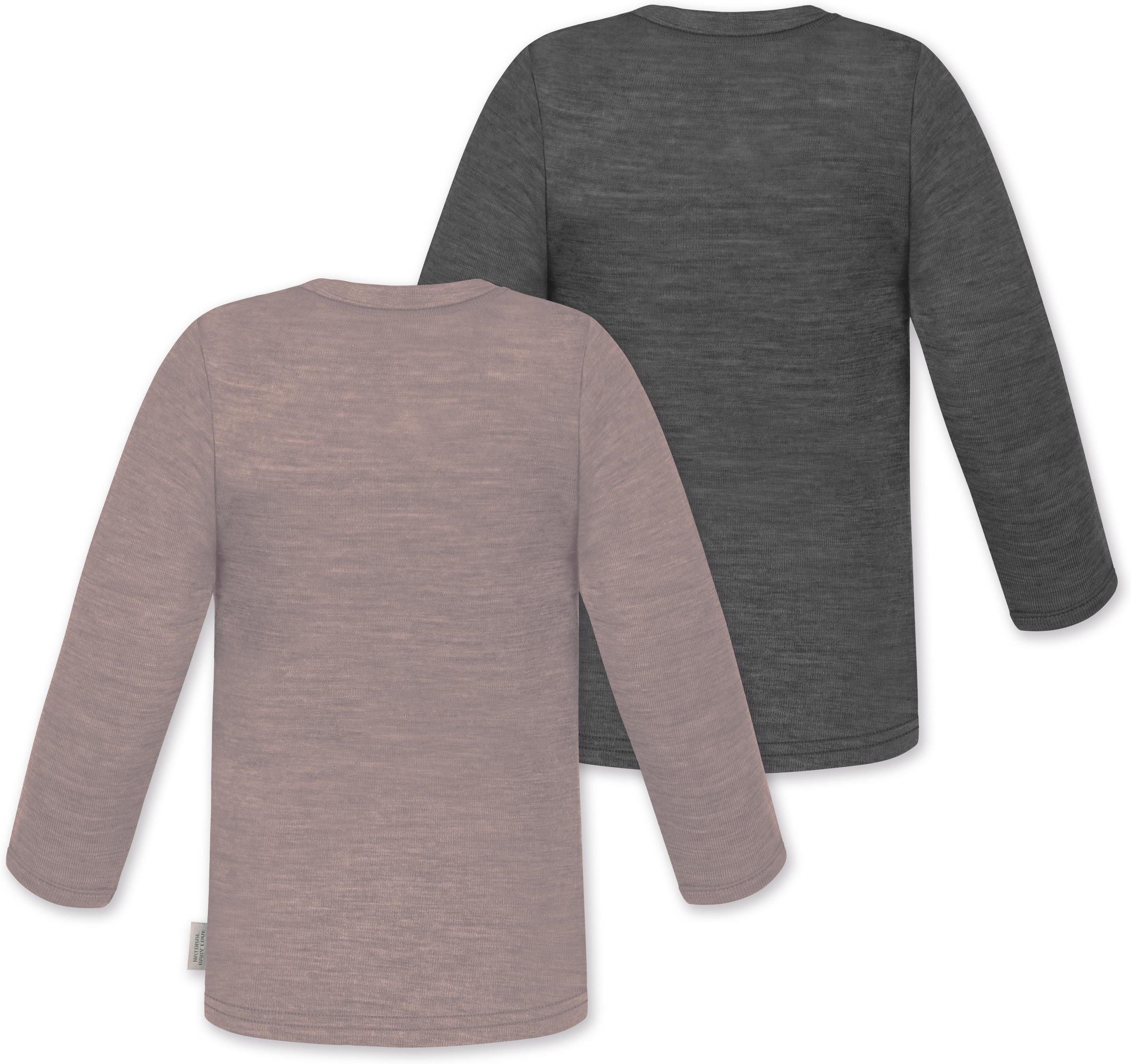 normani Langarmwickelbody 2er Pack Baby Merino Longsleeve Taupo Multirabatt - Winter Feinstrick Wollpullover aus 100 % Merinowolle