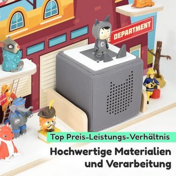 stadtecken Kinderregal Holzregal für Musikbox, Passend für die Toniebox und ca. 50 Tonies