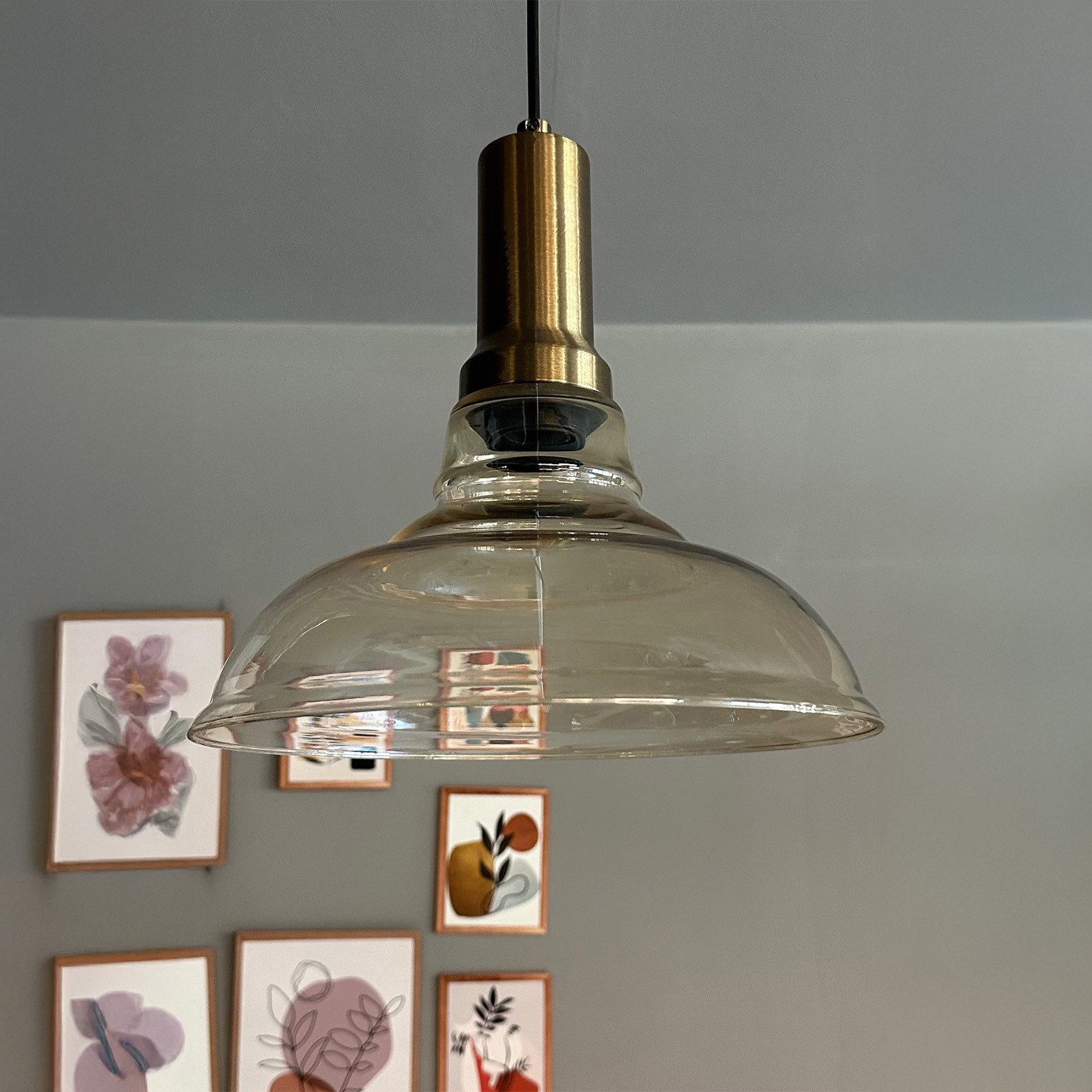 Bamyum Pendelleuchte Vishi Einzelner Glas-Kronleuchter Retro Pendelleuchte, ohne Leuchtmittel – Bild 5 von 5