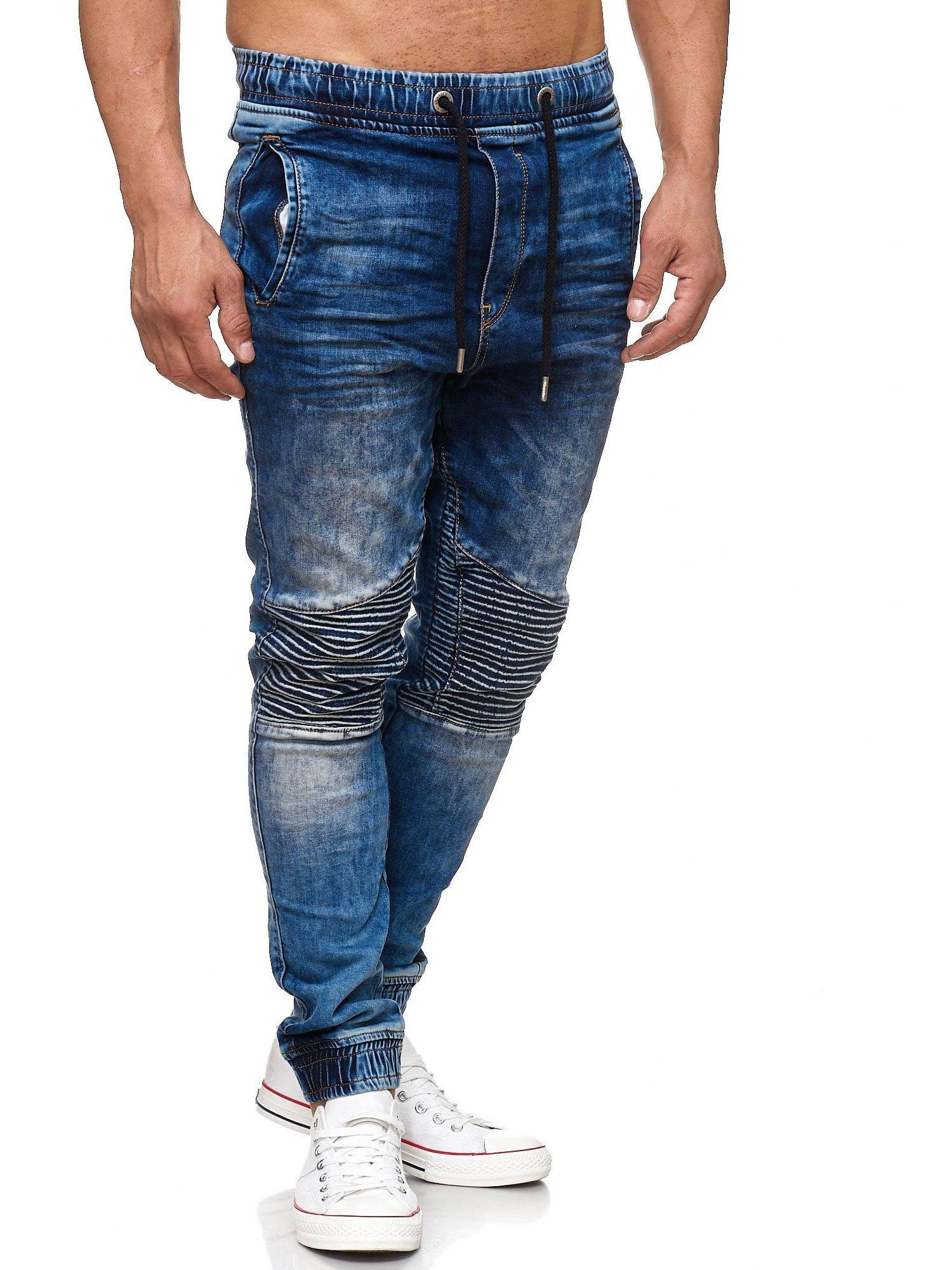 Tazzio Straight-Jeans 16505 Sweat Biker-Look blau im Hose Jogger-Stil &