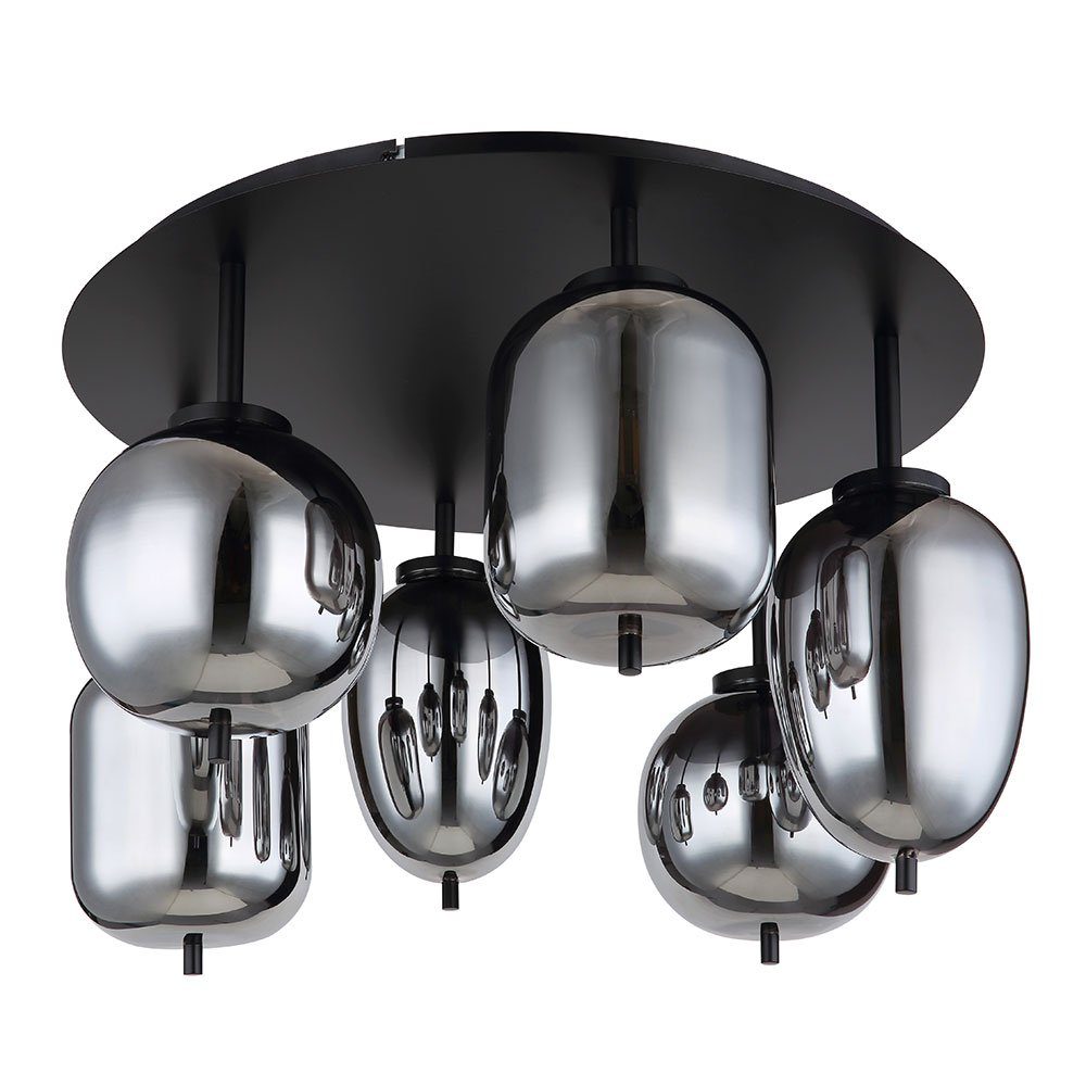 GLOBO LIGHTING Deckenleuchte, Leuchtmittel nicht inklusive, Deckenlampe Leuchte Designlampe Glas Schwarz Messing Wohnzimmerleuchte