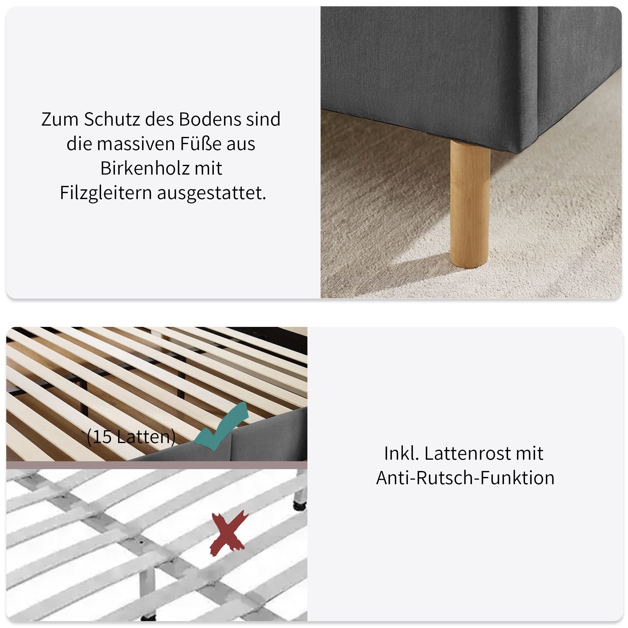 Home affaire Polsterbett Philippiere inkl. Lattenrost, erhältlich in den Breiten 140cm & 180cm – Bild 5 von 5