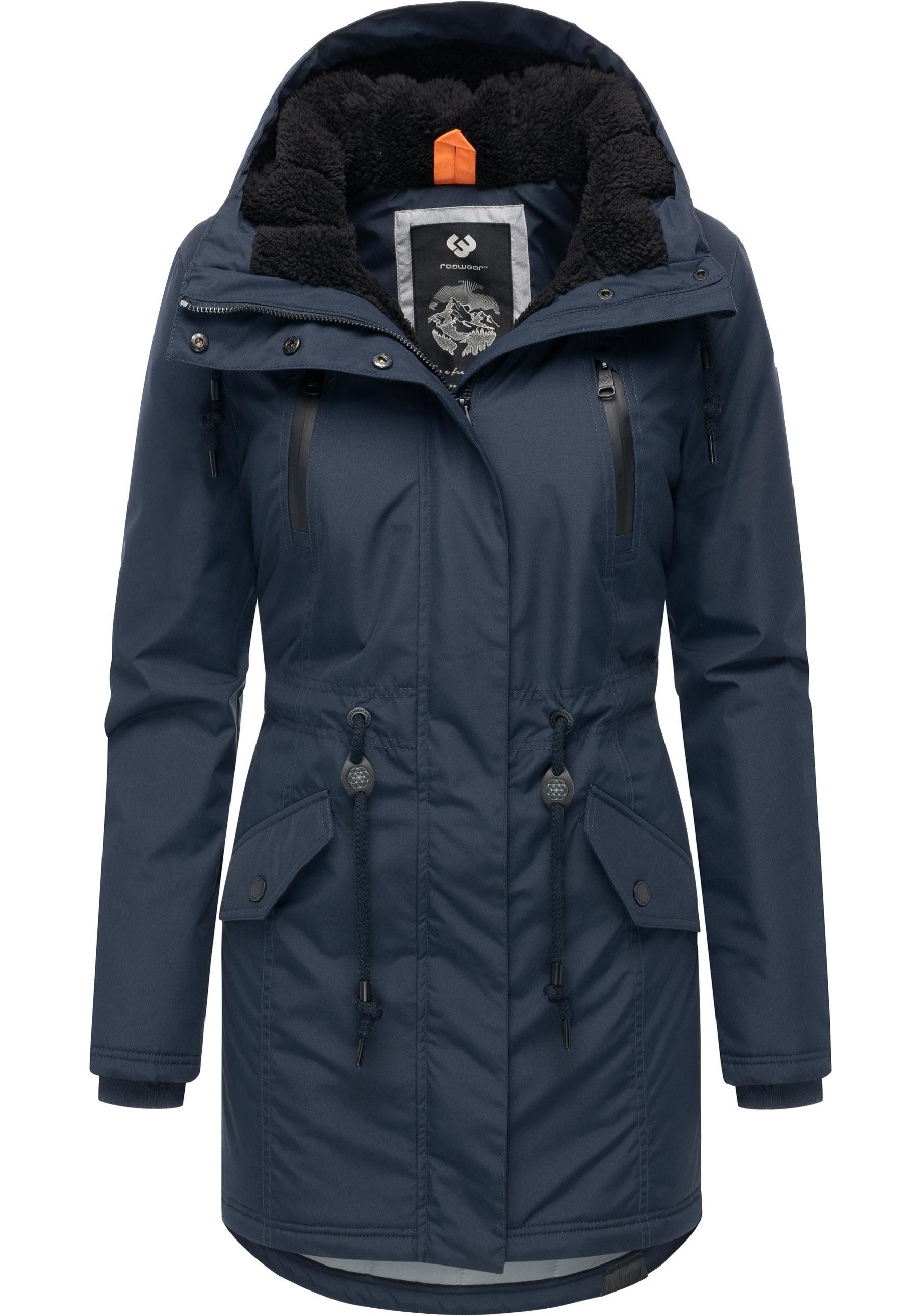 Ragwear Wintermantel Elsien wasserdichter Winterparka mit Teddyfell-Futter