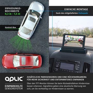 Aplic Rückfahrkamera (Einparkhilfe mit 4x Parksensoren, Kamera & 4,3" Monitor mit Nachtsicht)