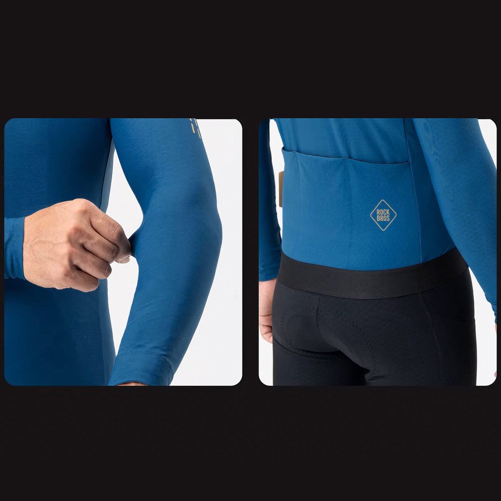 ROCKBROS Radtrikot Fahrradtrikot Langarmshirt Winteroberteil (Spar-Set, 1-tlg) Thermofleece, reflektierende Details, Vollzip