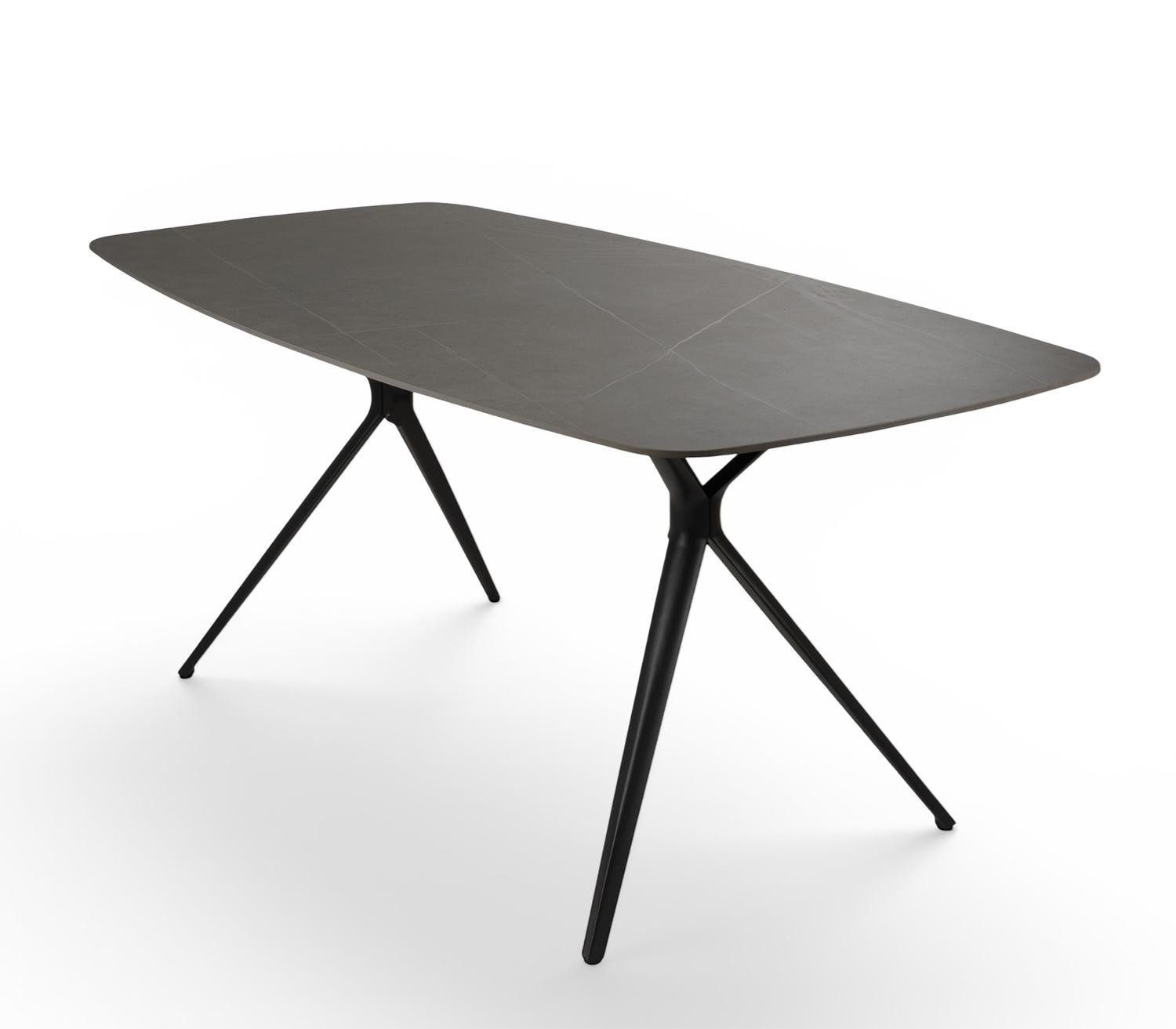 Outdoor Gartentisch BARI, Anthrazit, Grau, Aluminiumgestell, Tischplatte aus Sinterstein, B 180 x H 75 x T 90 cm