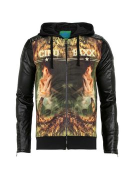 Cipo & Baxx Outdoorjacke mit Leder-Optik-Ärmeln