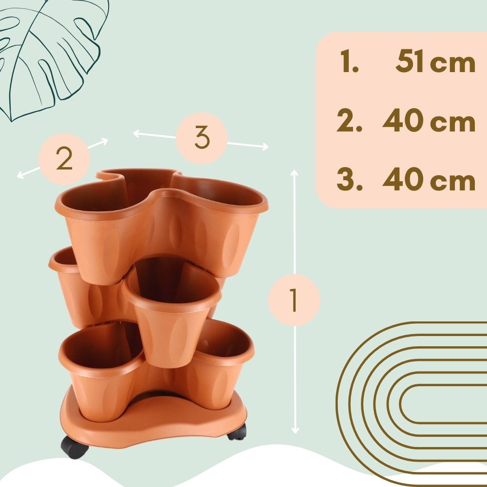 GarPet Blumentopf Pflanzturm Erdbeerturm 3er Set Säulentopf Stapelbar Vertikaler Garten