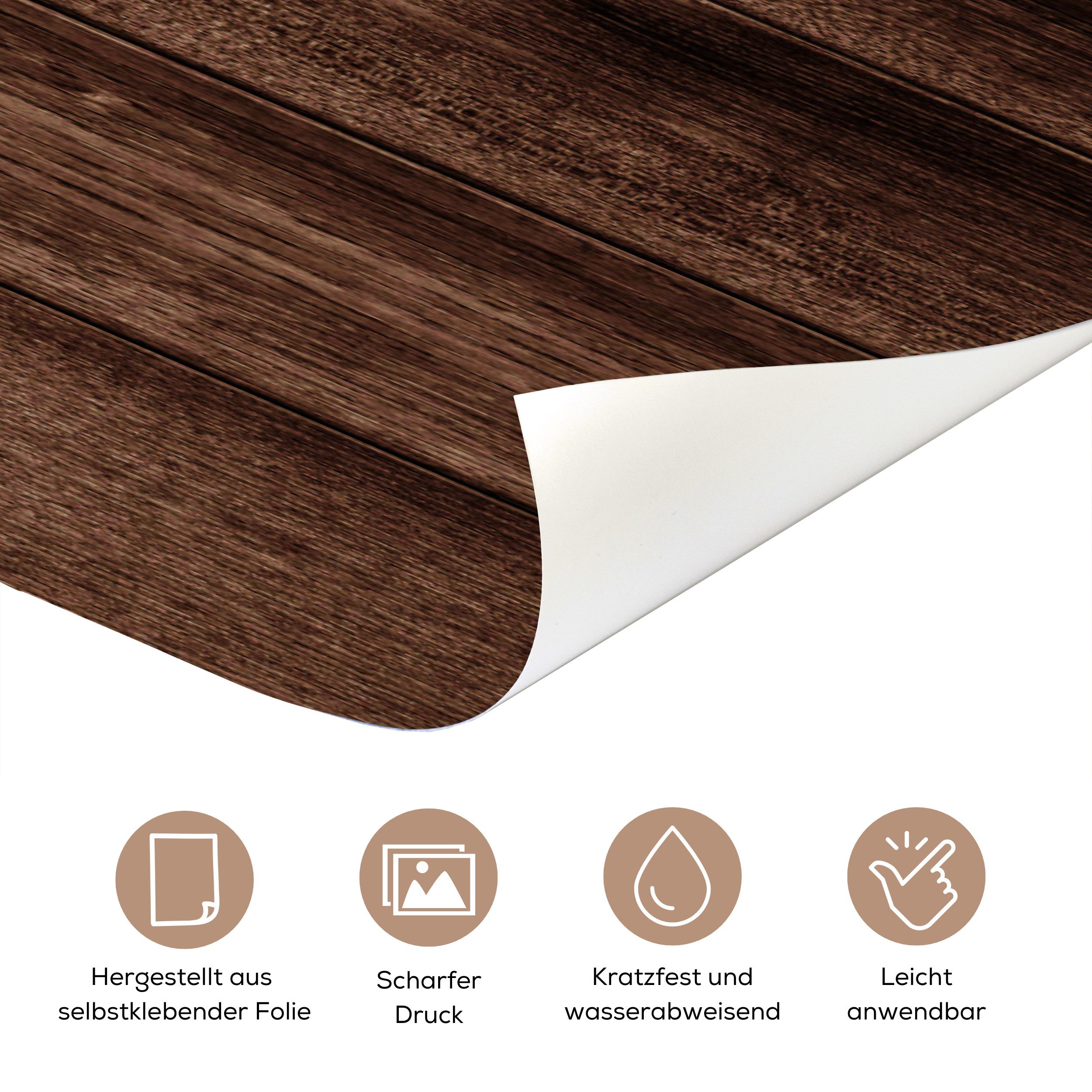 MuchoWow Türtapete Vintage - Braun - Holz - Design, Matt, bedruckt, (1 St), Selbstklebende Tapete, Folie für Möbel, 75x205 cm