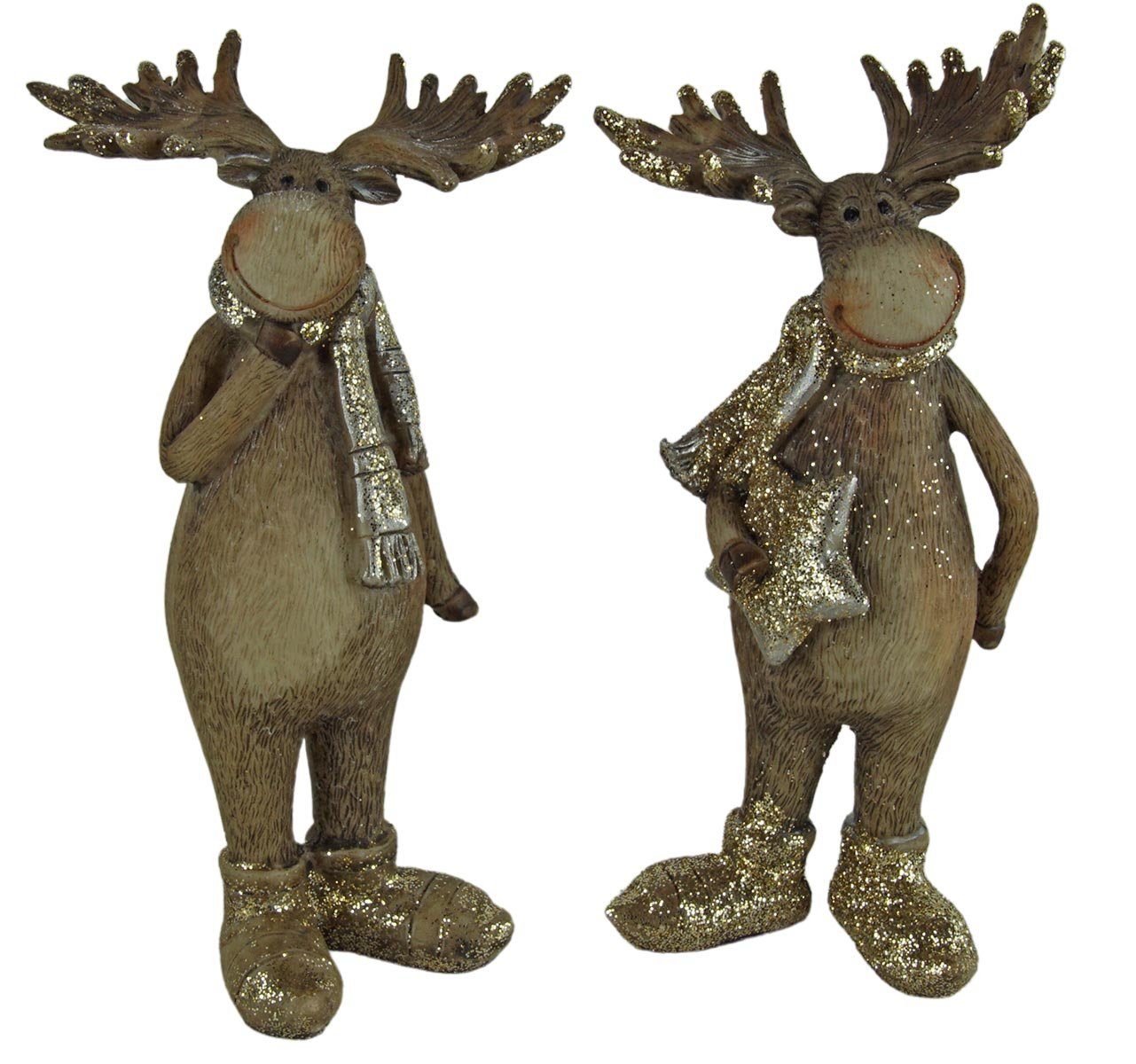 Krippenursel Tierfigur 2er Set Liebliche Elche Glitzer (Set 2 teilig, 2 St), Glitteroberfläche