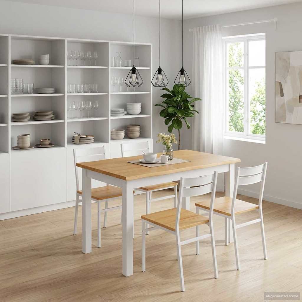 vidaXL Esstisch Esstisch EKAI Weiß 112 x 70 x 76,5 cm Massives Kiefernholz (1-St) – Bild 2 von 5