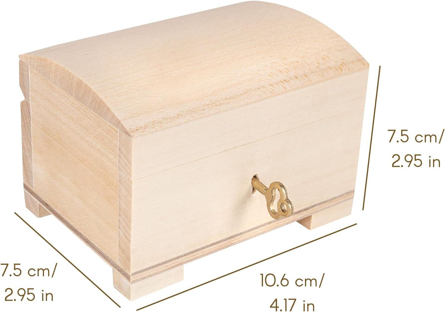 Creative Deco Holzkiste Schatztruhe mit Deckel, Schloss und Schlüssel, Abschließbare Holzbox für Gegenständen, Aufbewahrung und Dekoration