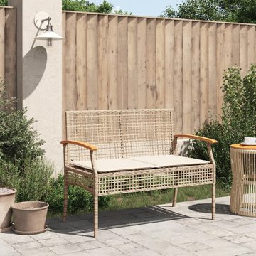 vidaXL Gartenbank Gartenbank mit Kissen Beige Poly Rattan Akazienholz