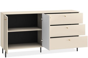 Konsimo Kombikommode DROMA Kommode, hergestellt in der EU, Loft und Elegant, mit Goldelementen