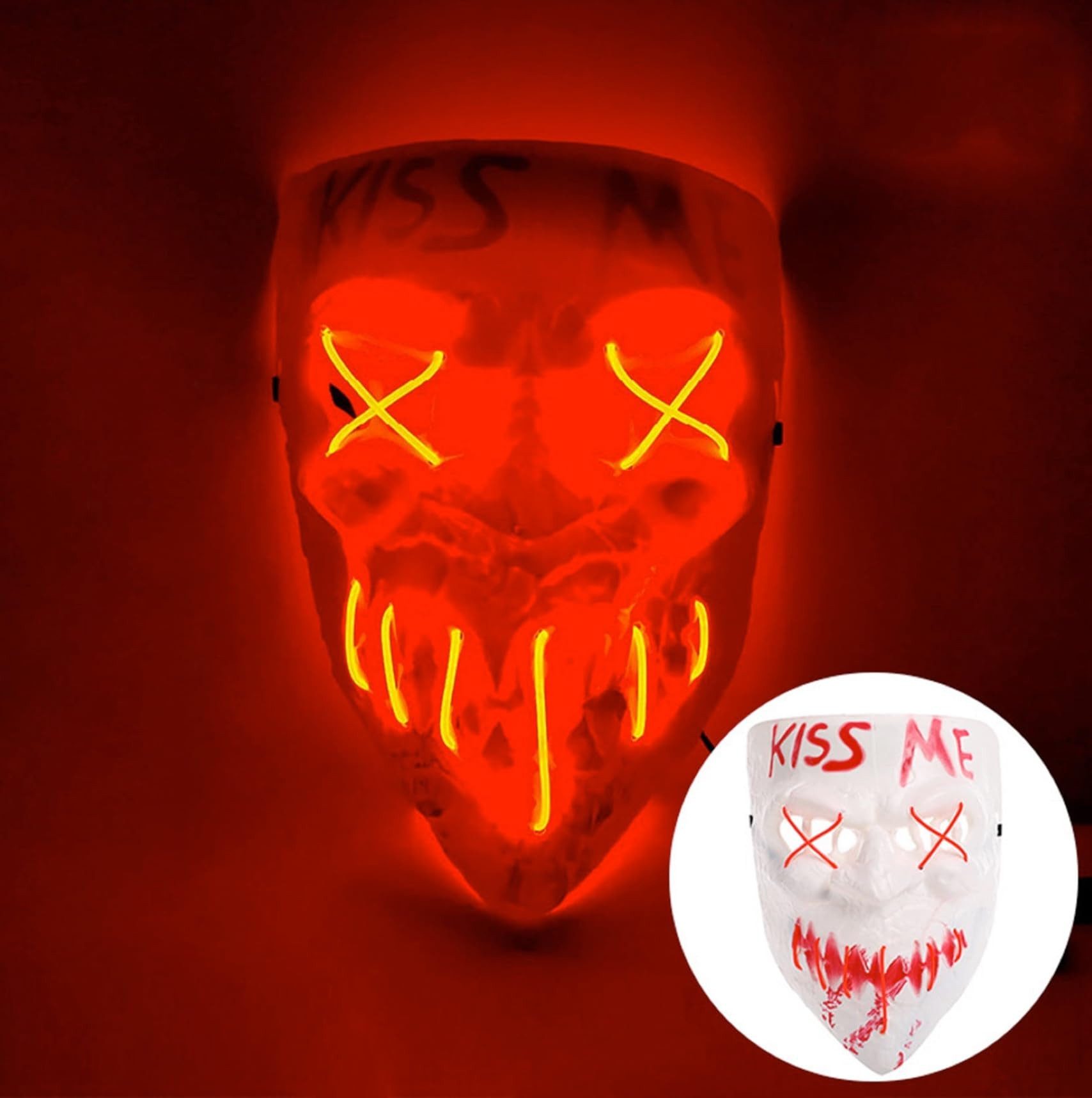 Verkleidungsmaske LED Horror Maske inspiriert von Purge – mit 3 Leuchtmodi