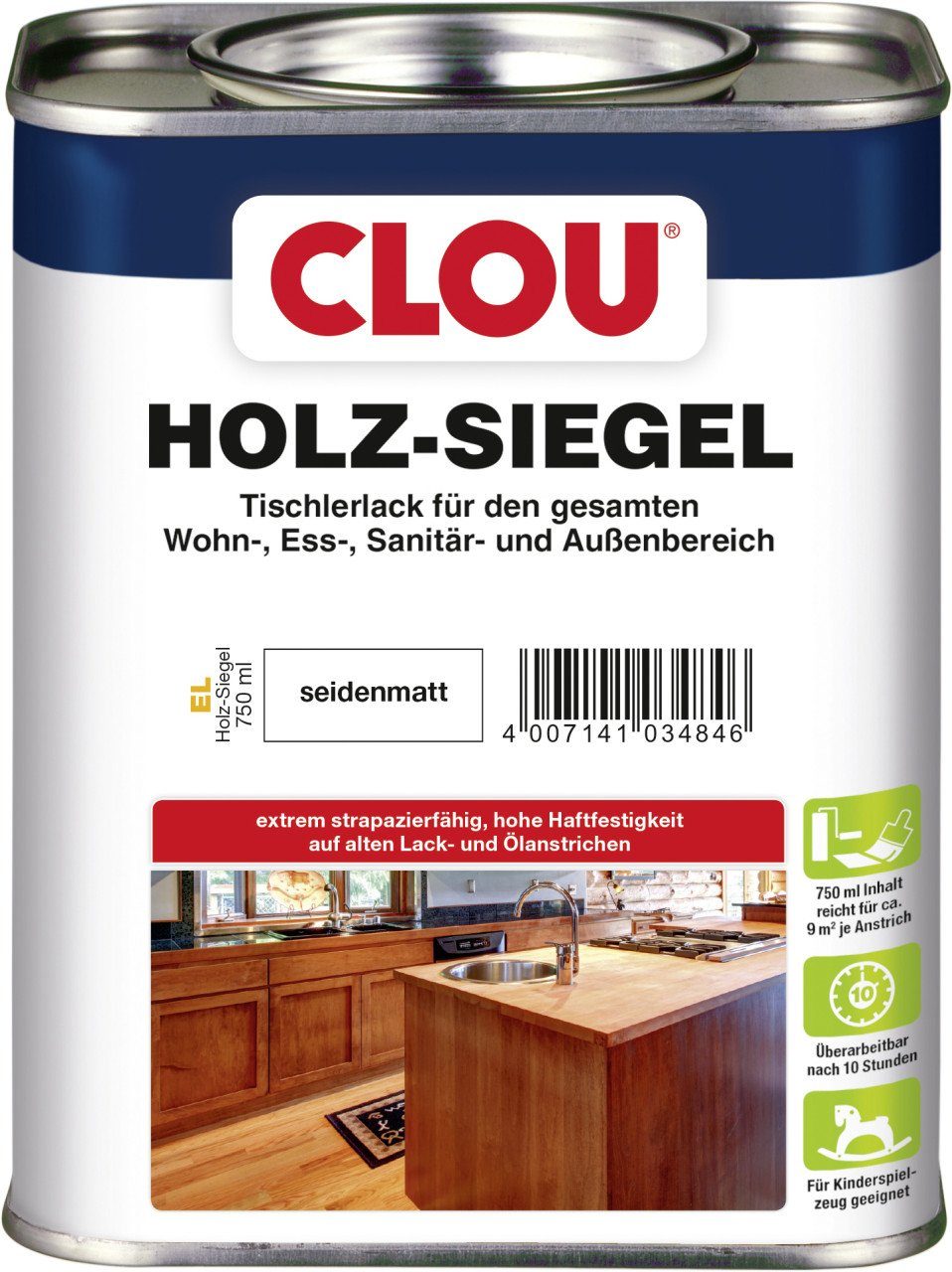 CLOU Holzschutzlasur Clou Holz Siegel 750 ml seidenmatt