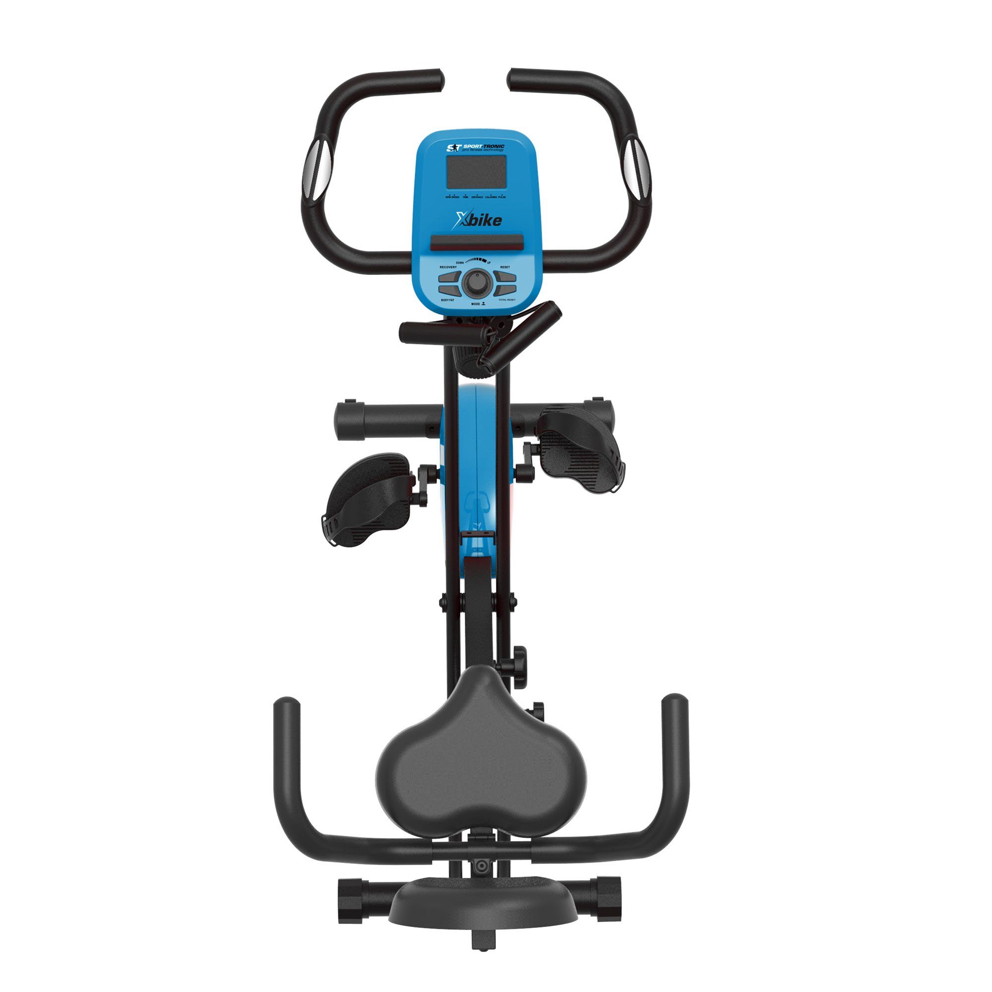 mit Display), für Sport Trimmrad Widerstandsstufen 8 Heimtrainer Zuhause Rad klapp Bike Spar-Set, (Set, / Standfahrrad Fahrrad SportTronic LCD blau