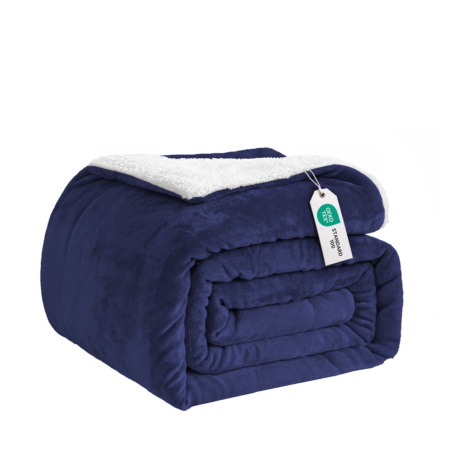 Wohndecke Sherpa-Fleece-Wohndecke, wendbar, kuschelig, warm, Grau, Einzelbett, Good Nite, Kuscheldecke, Polyester, für Zuhause und Reisen, grau, blau, schwarz