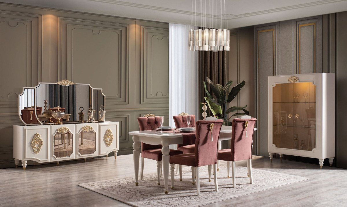 Weiß Möbel - / Esszimmer-Set Casa Esszimmerstühle / 1 6 - Esszimmer Barock Rot Padrino Esszimmer Luxus Esstisch Barock Set Gold &