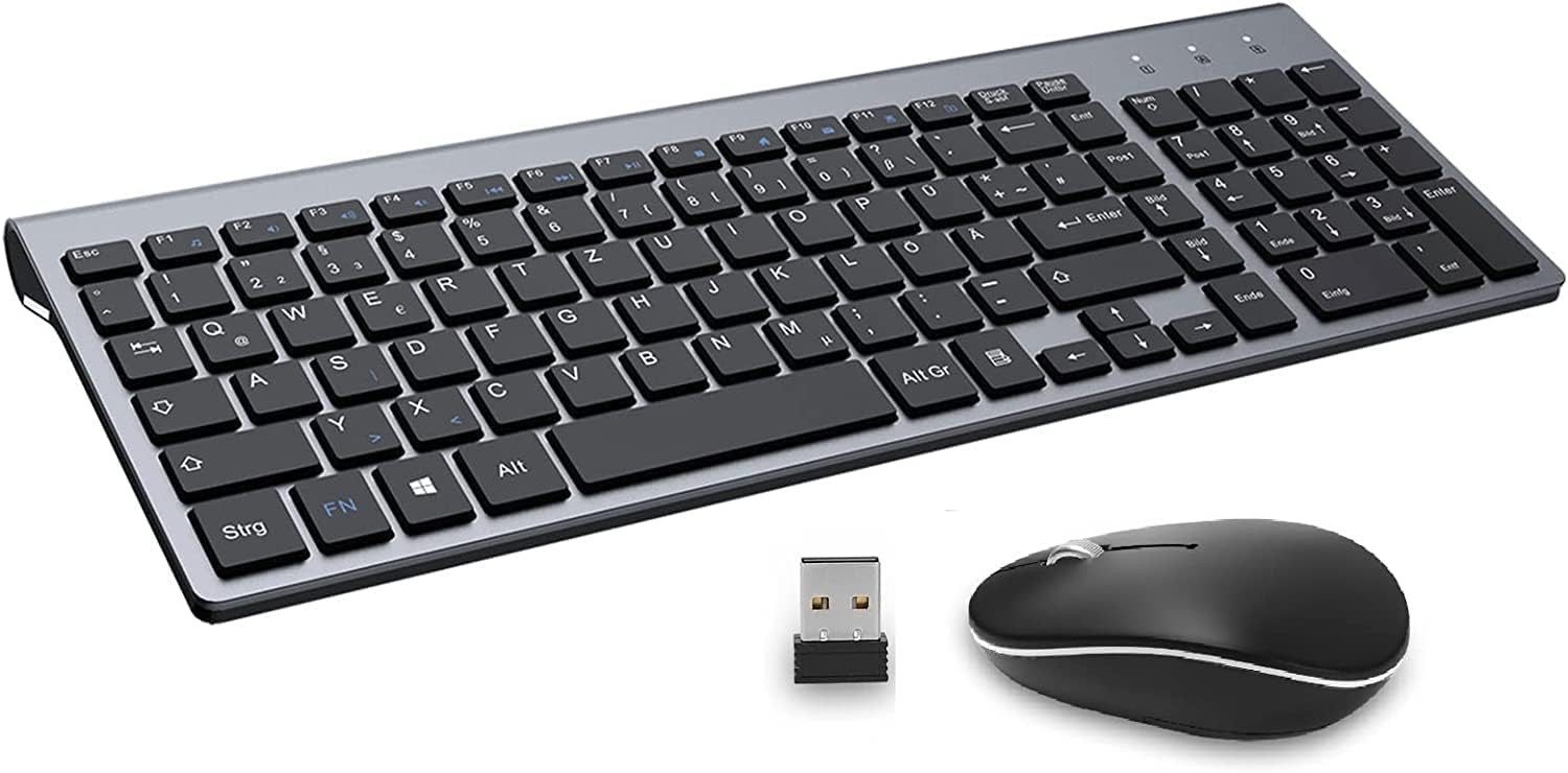 GALENMORO Kabellos USB QWERTZ (Deutsch) Funk Ergonomisch Tastatur- und Maus-Set, Kabelloses Arbeits- und Gaming-Zubehör: Qualität ohne Kompromisse