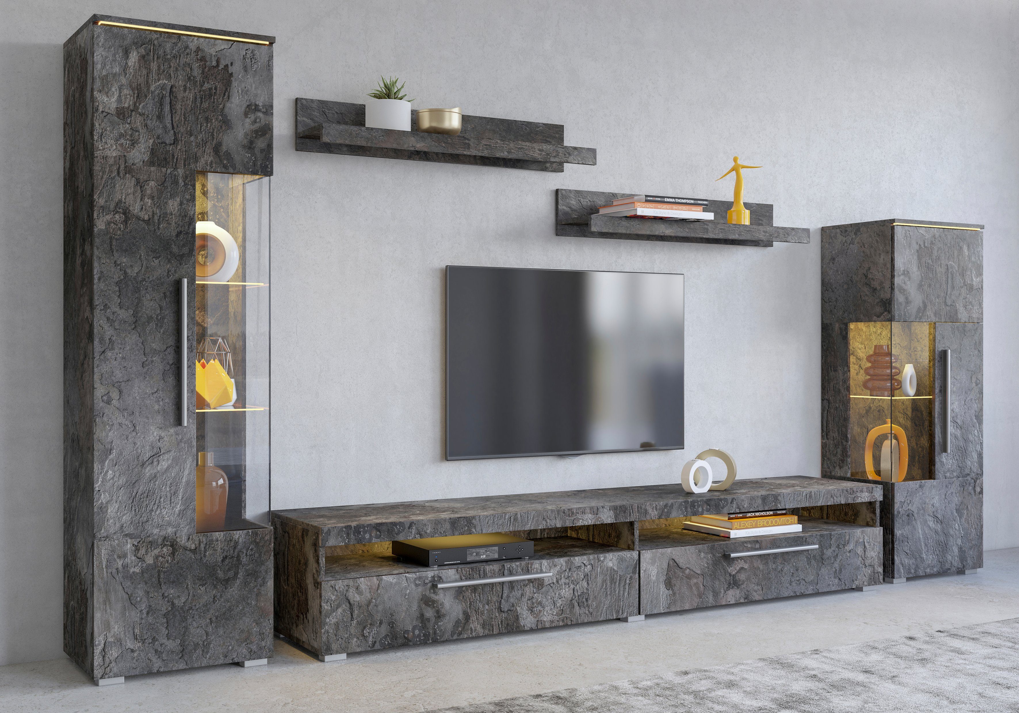 INOSIGN Wohnwand India,Breite 290cm moderne Mediawand ohne Beleuchtung, (Se günstig online kaufen