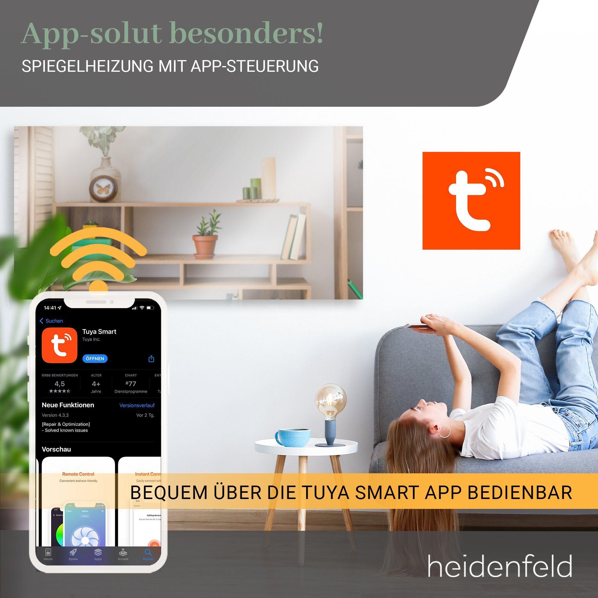 Heidenfeld Infrarotheizung Spiegelheizung HF-HS100 inkl. Thermostat günstig online kaufen