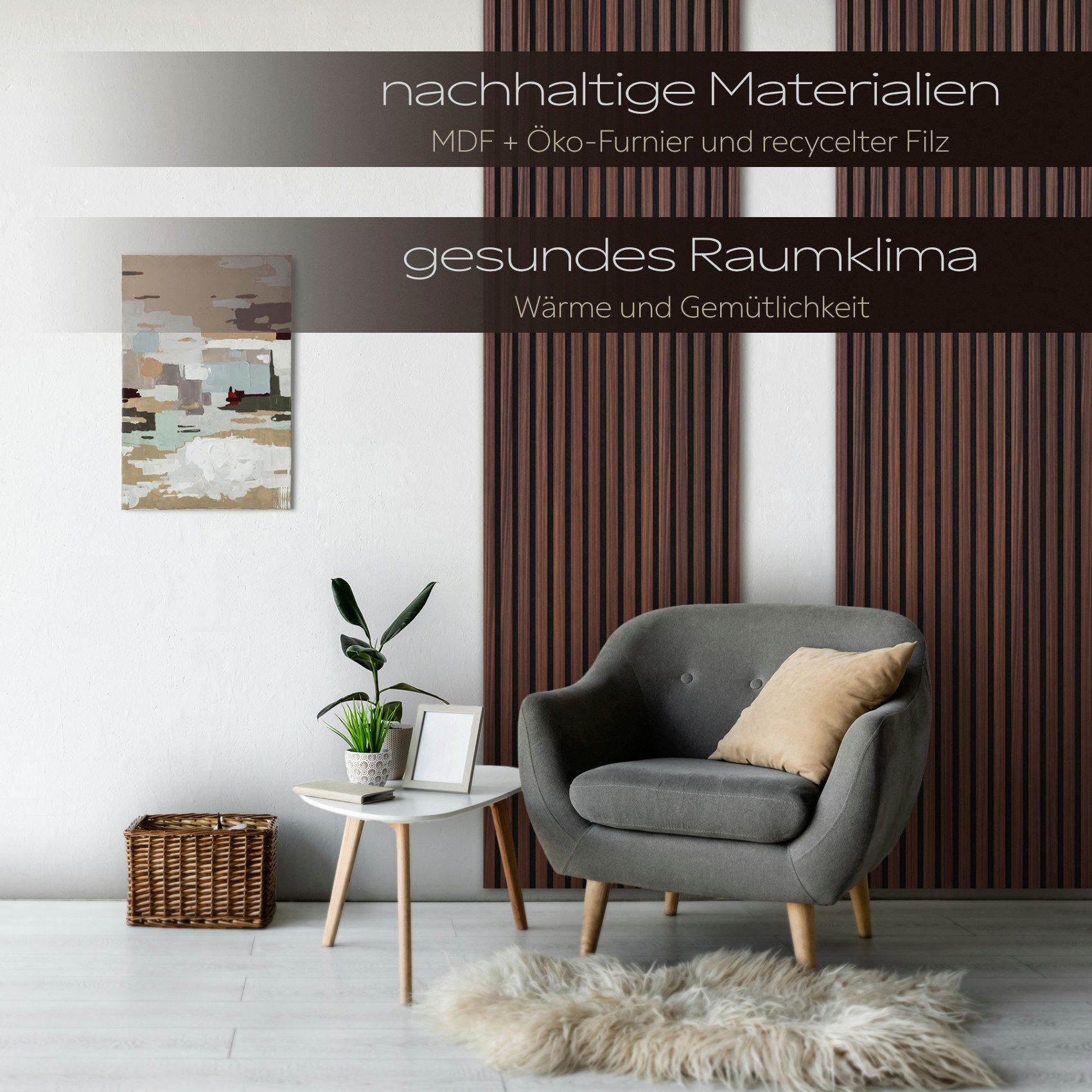 Hexim Wanddekoobjekt (Akustikpaneele 4 Stück 278x60cm Holz Comfort - flexible Lamellenwand MDF Wandpaneele Lamellenverkleidung Wandverkleidung schalldämmend 6.6 – Bild 5 von 5