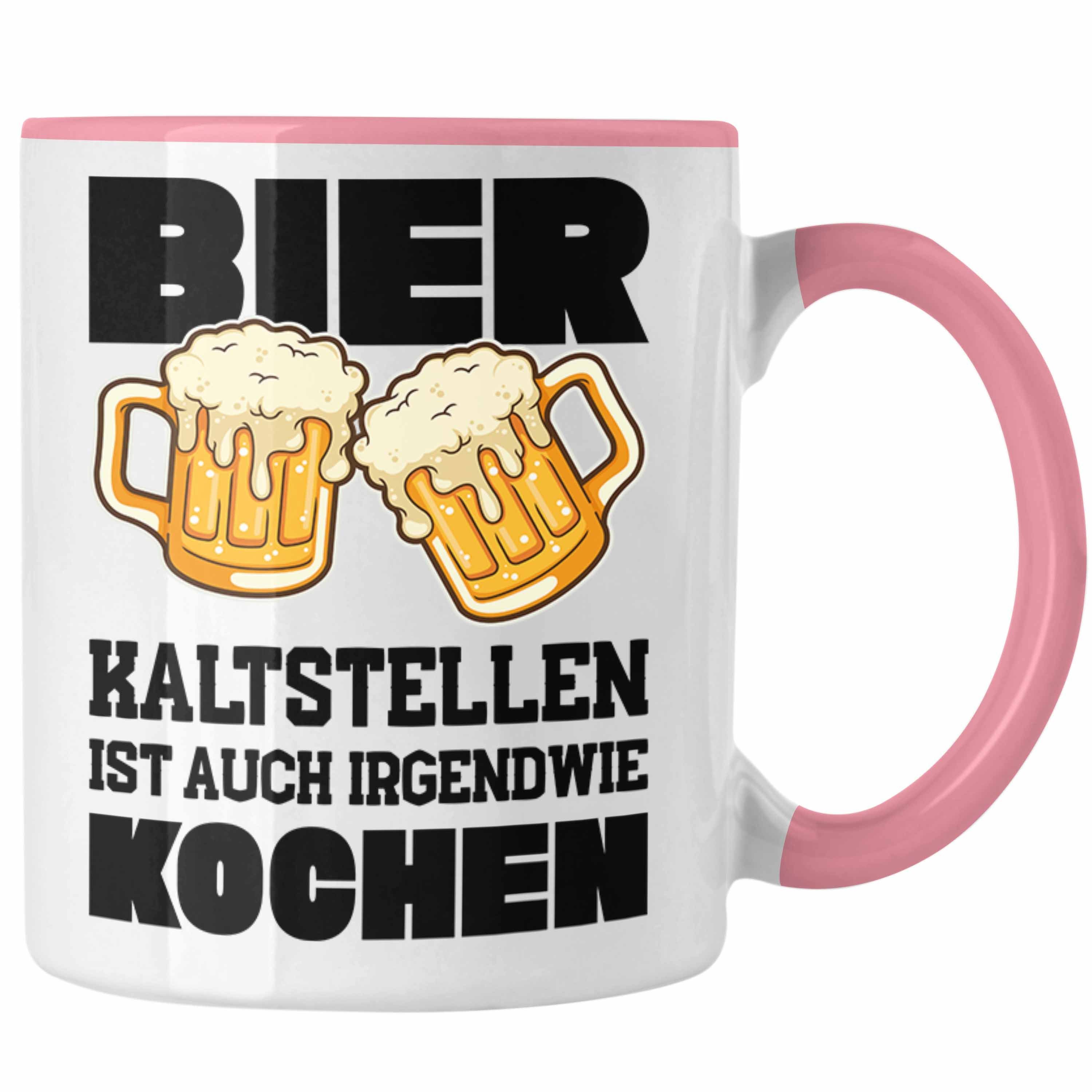 Trendation Tasse Trendation - Bier Tasse Lustiger Spruch Saufen Party Lustiger Spruch Männer Vater Rosa