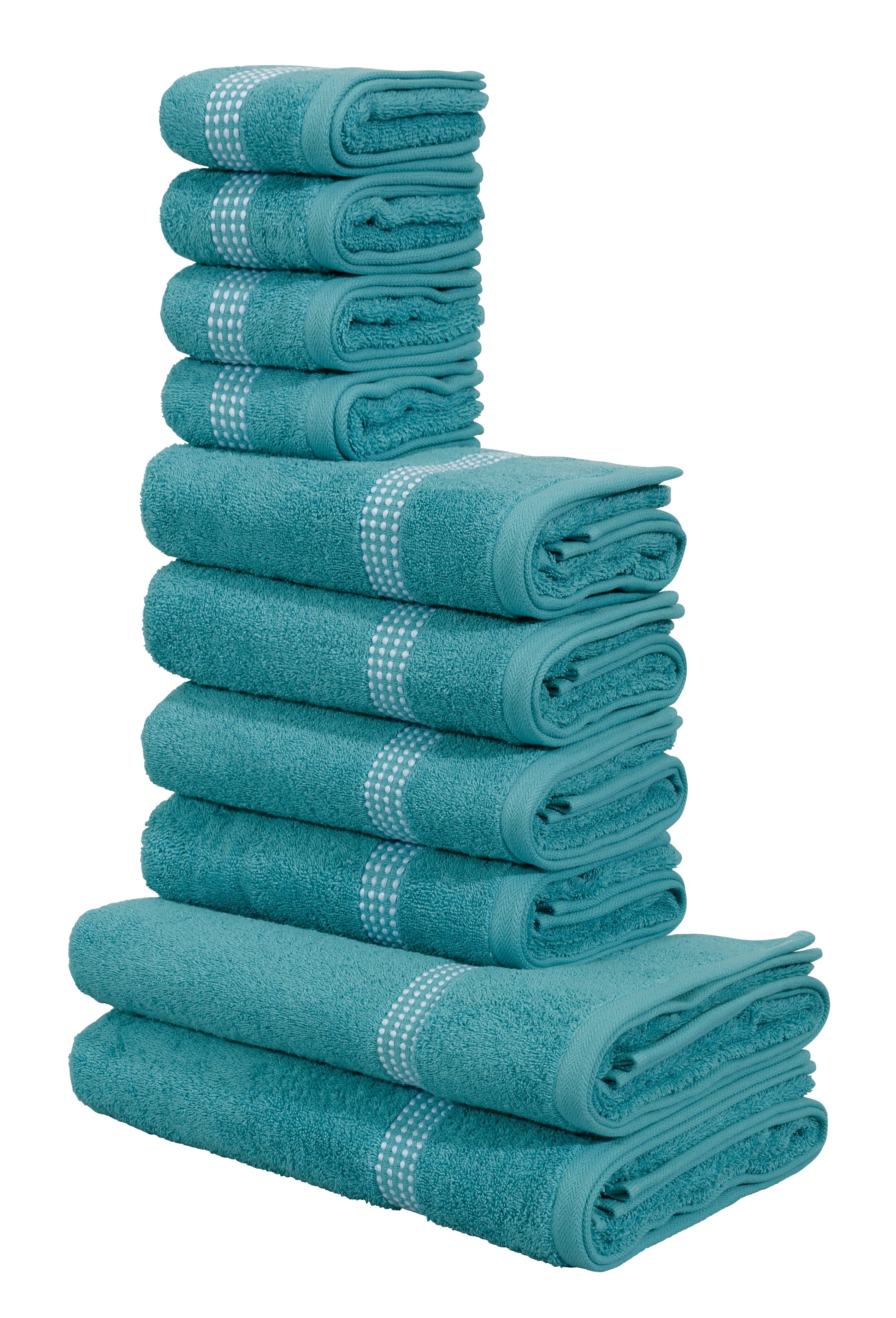 OTTO home Handtuch Set Kapra, Premium Handtücher, 100% Baumwolle, 500 gr/m², 10-tlg., Frottier (Set, 10-St), 2 Duschtücher, 4 Handtücher, 4 Gästehandtücher, 5 Jahre Garantie