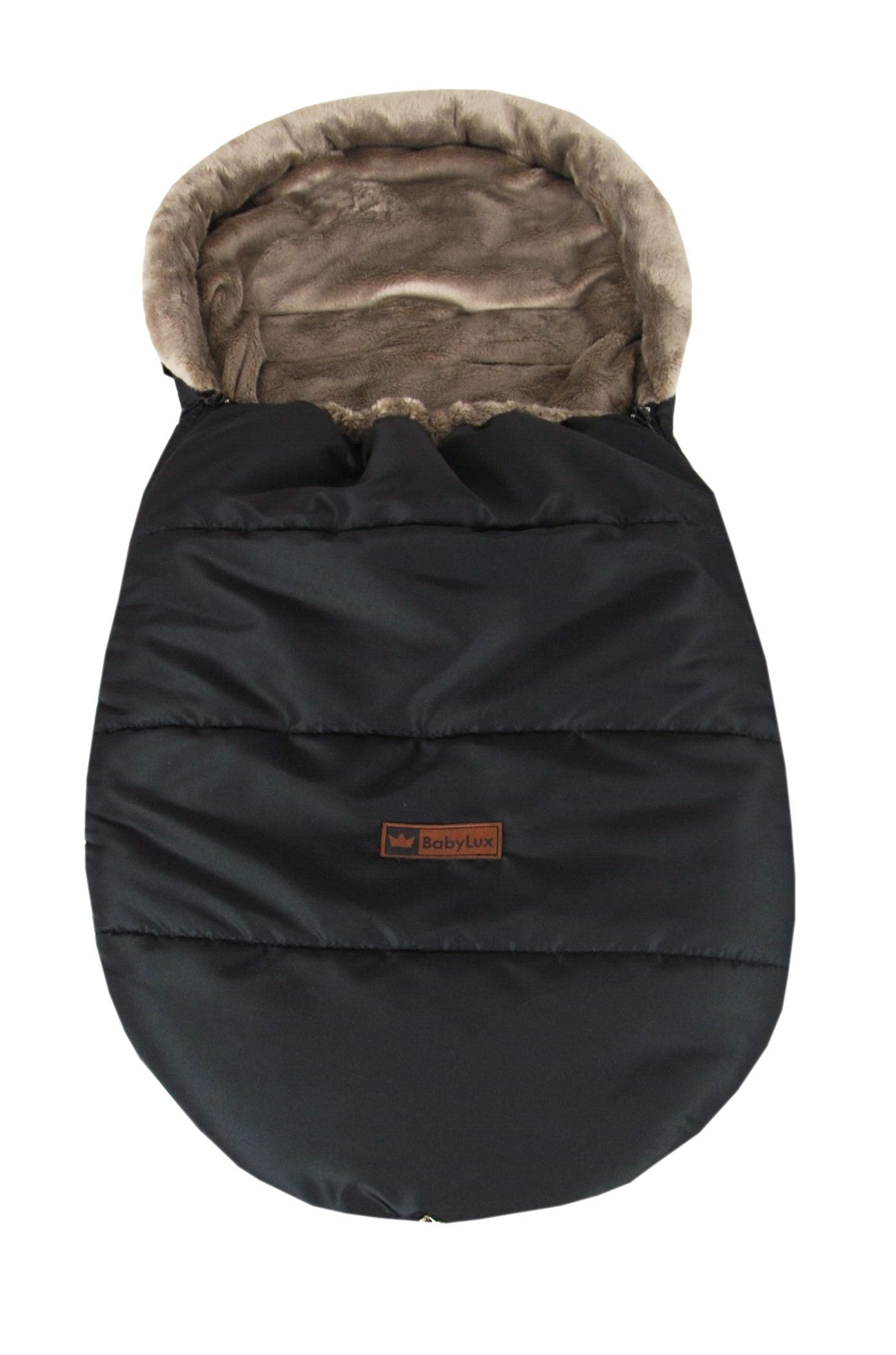BabyLux Fußsack "Cozy" (für Kinderwagen, Buggy, Babyschalle, Winterfußsack Kinderwagenfußsack Babyfußsack), K26 - Schwarz / Beige