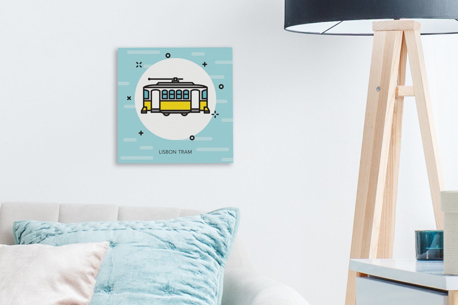 Schlafzimmer Straßenbahn einer Leinwandbild Illustration für Lissabonner Leinwand Portugal, OneMillionCanvasses® Wohnzimmer Bilder St), (1
