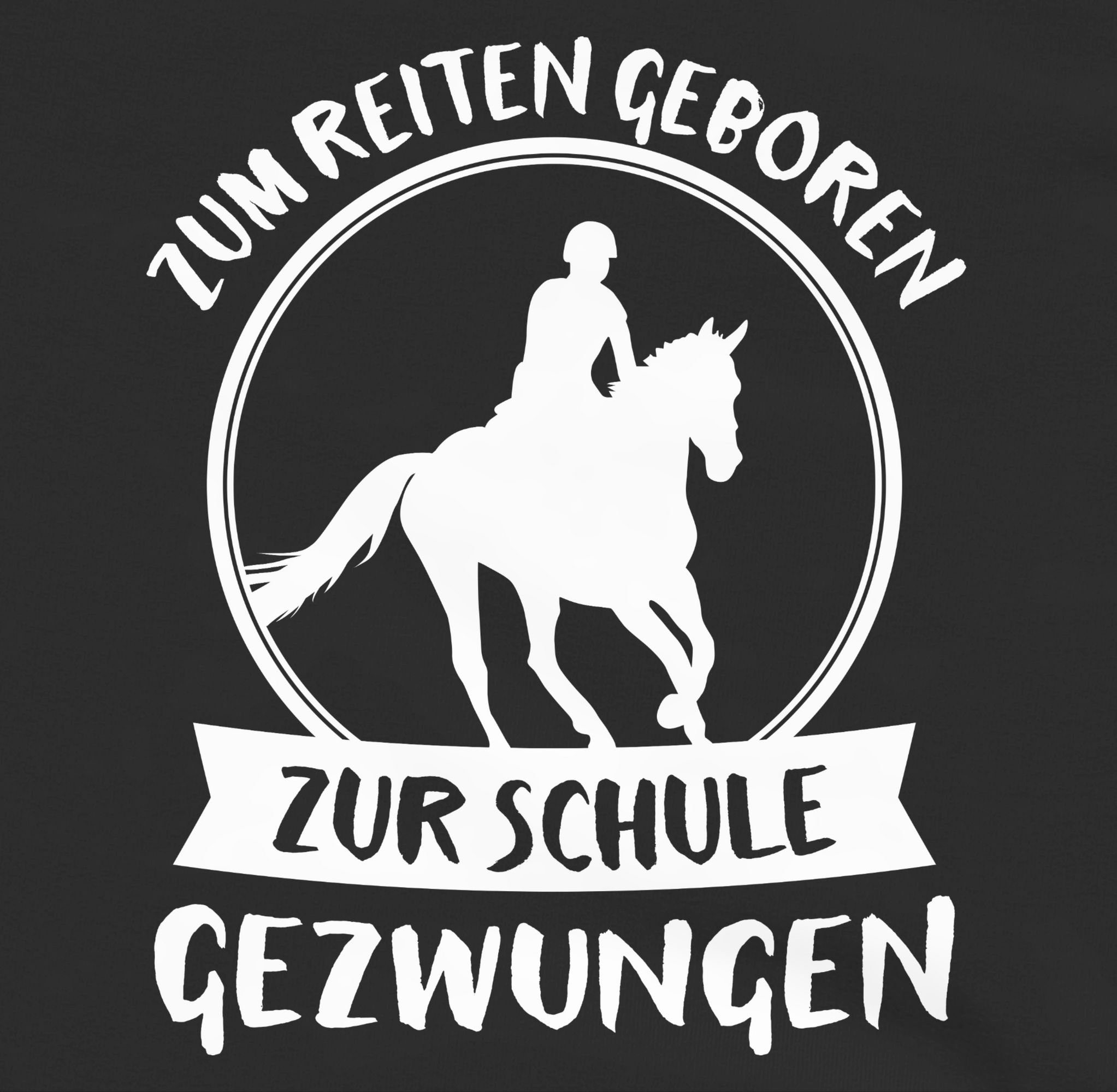 Shirtracer Hoodie Zum 1 zur geboren Schule Reiten Schwarz gezwungen Einschulung Mädchen