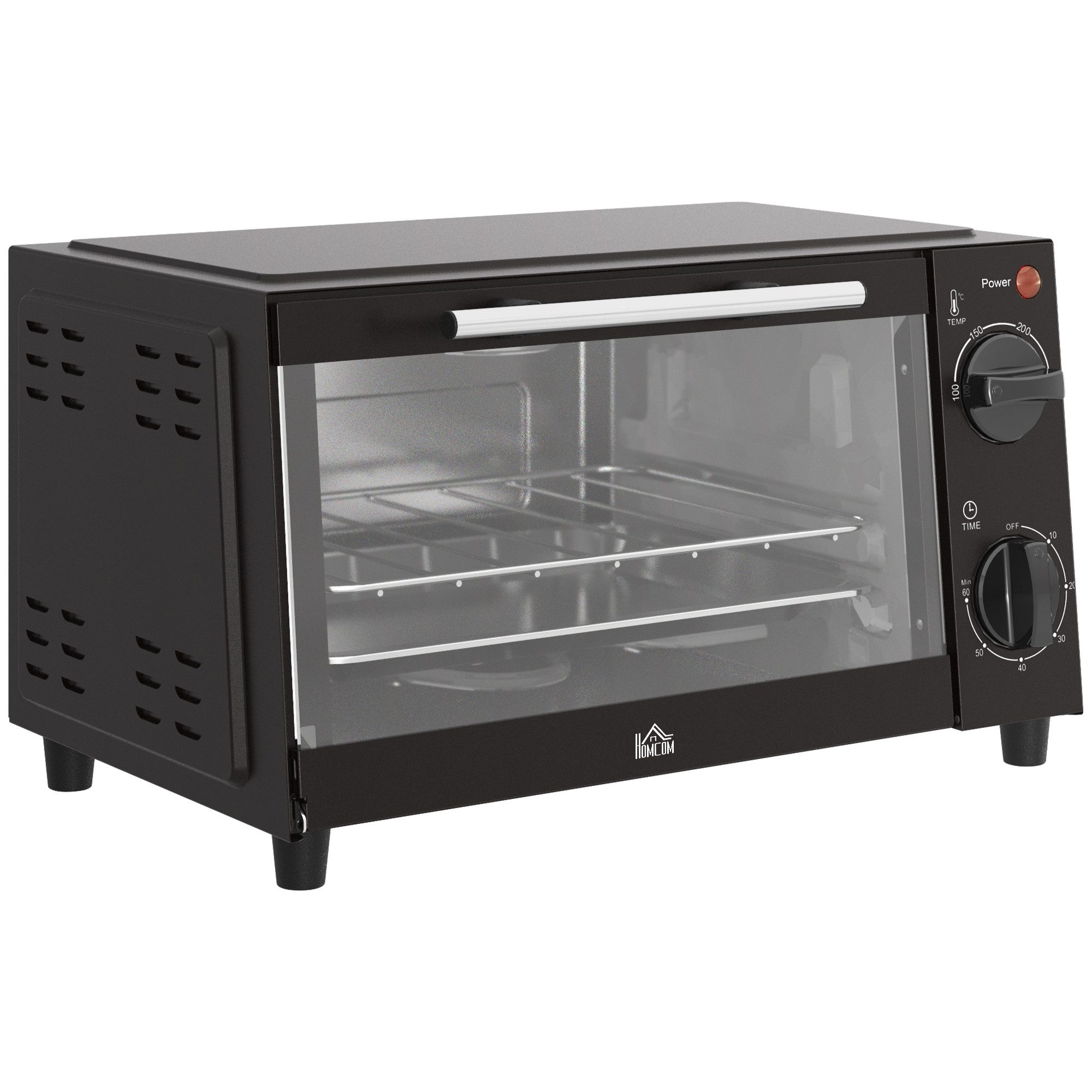 FELIXLEO Minibackofen Mini Backofen 10L, 750W, bis 230°C, Timer, Backblech & Rost, Cremeweiß