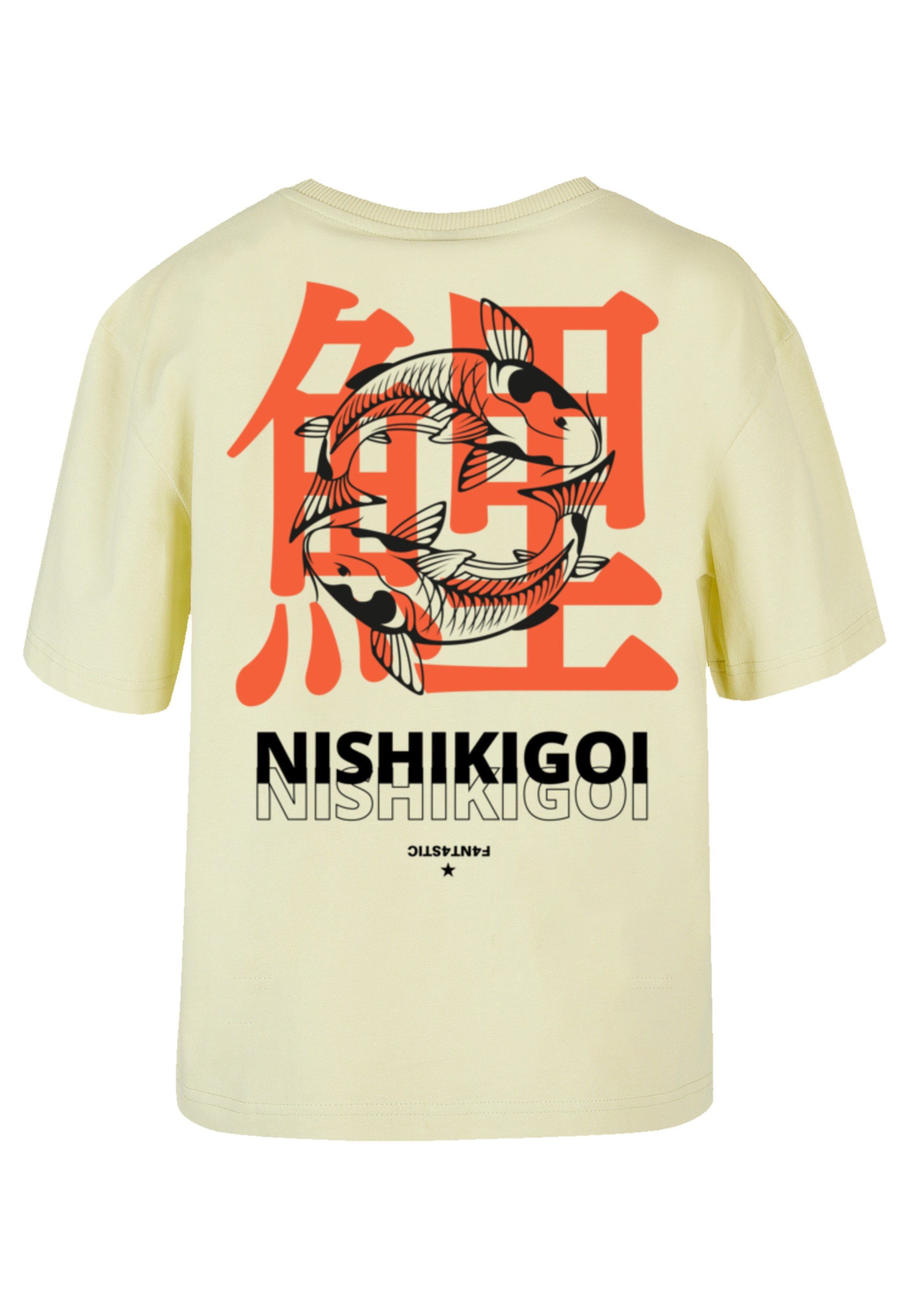 Look F4NT4STIC für Japan stylischen Gerippter Nishikigoi T-Shirt Rundhalsausschnitt Print,