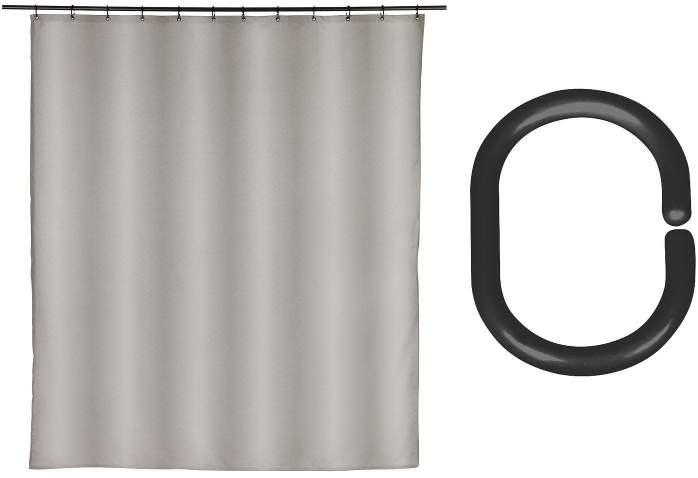 SCHÖNER WOHNEN-Kollektion Duschvorhang »Mayour« Breite 180 cm (Set, 17-tlg), aus recyceltem Polyester, wasserabweisend, mit 16 Duschvorhangringen