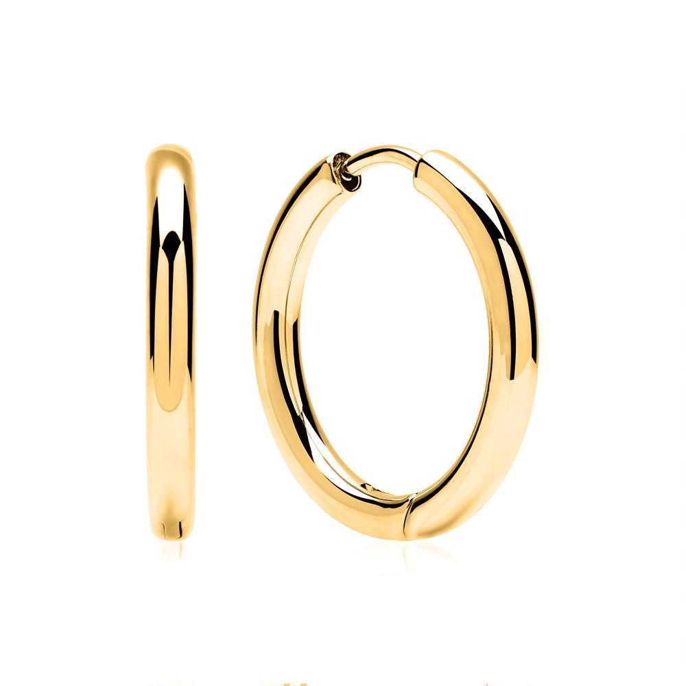 Unique Paar Creolen Schlicht aus Edelstahl in Gold 2 cm Durchmesser E5119-20