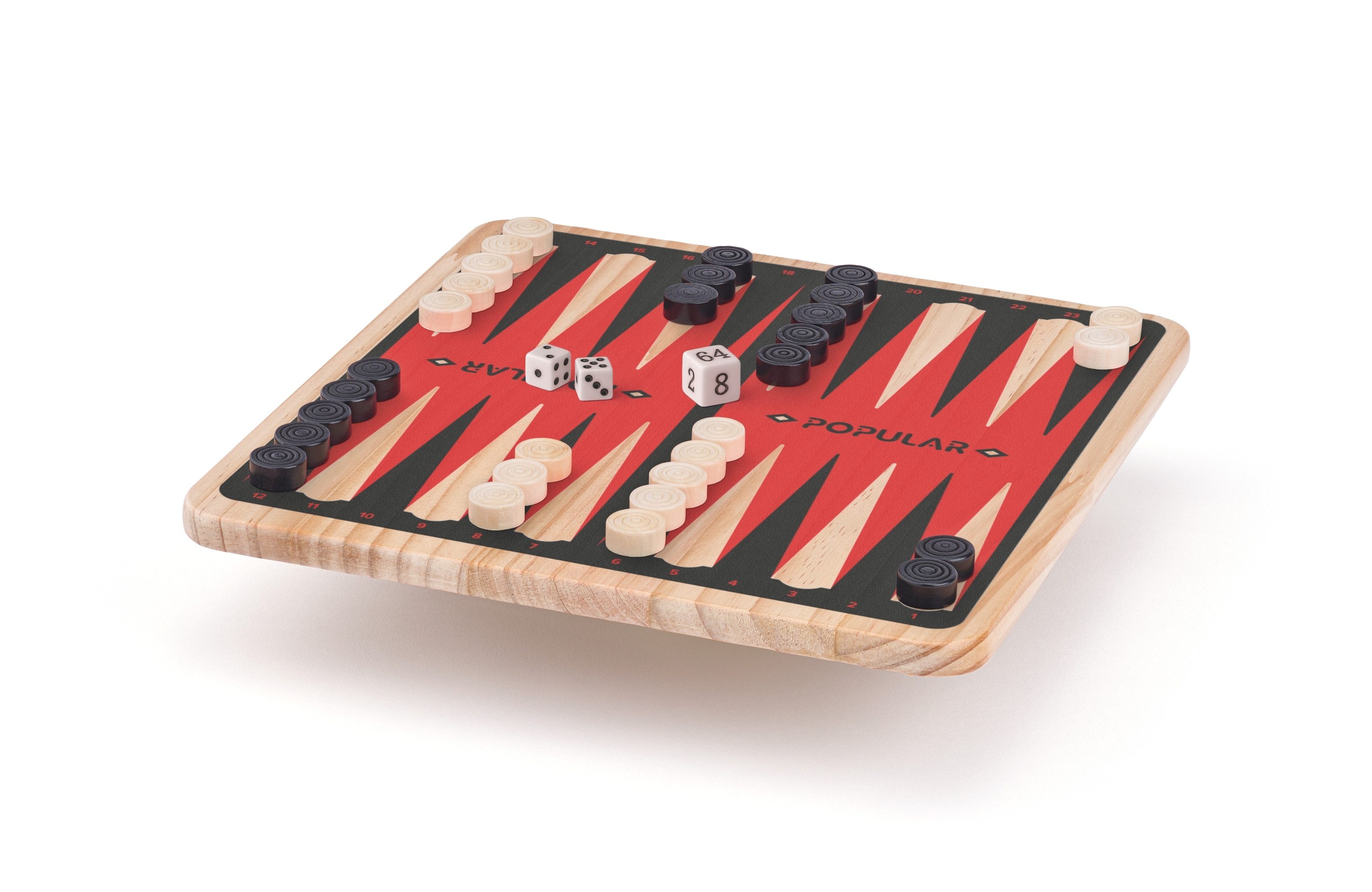 Popular Spielesammlung 92211 Holz - Spielesammlung mit Domino + 6 beliebten Brettspielen, Robuste Holzaufbewahrung