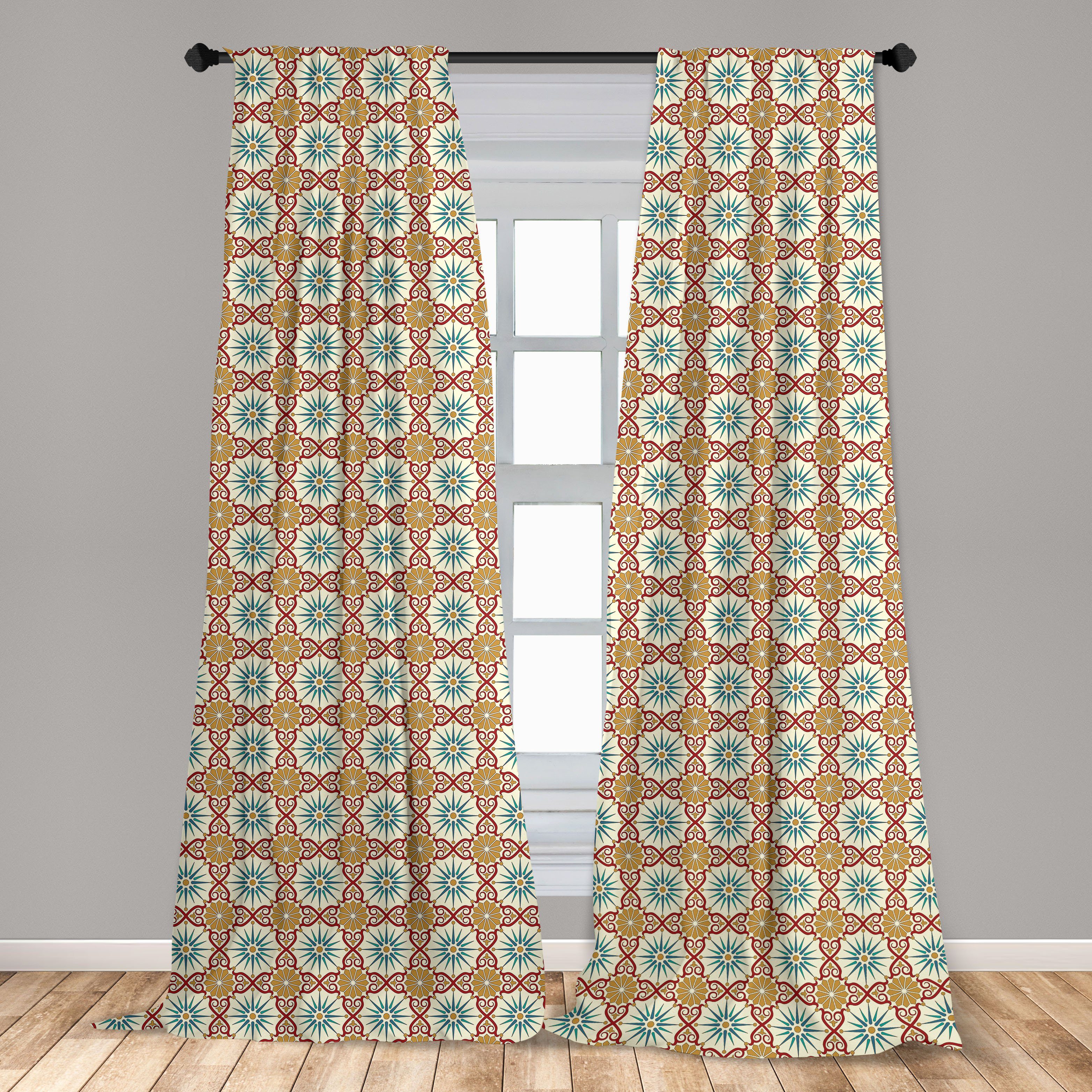 Gardine Vorhang geometrische Wohnzimmer Dekor, Klassisch Abakuhaus, Microfaser, Schlafzimmer Formen für