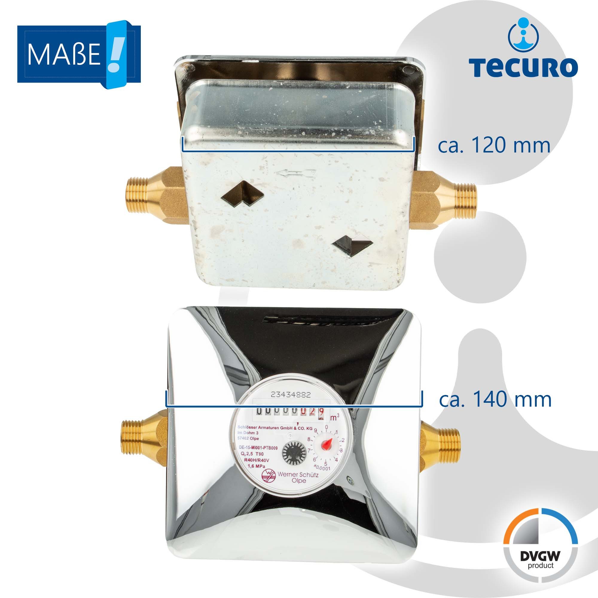 tecuro Wasserzähler Unterputz Einstrahlzähler System ETK Komplett-SET, Länge 80 mm, (Komplett-Set)