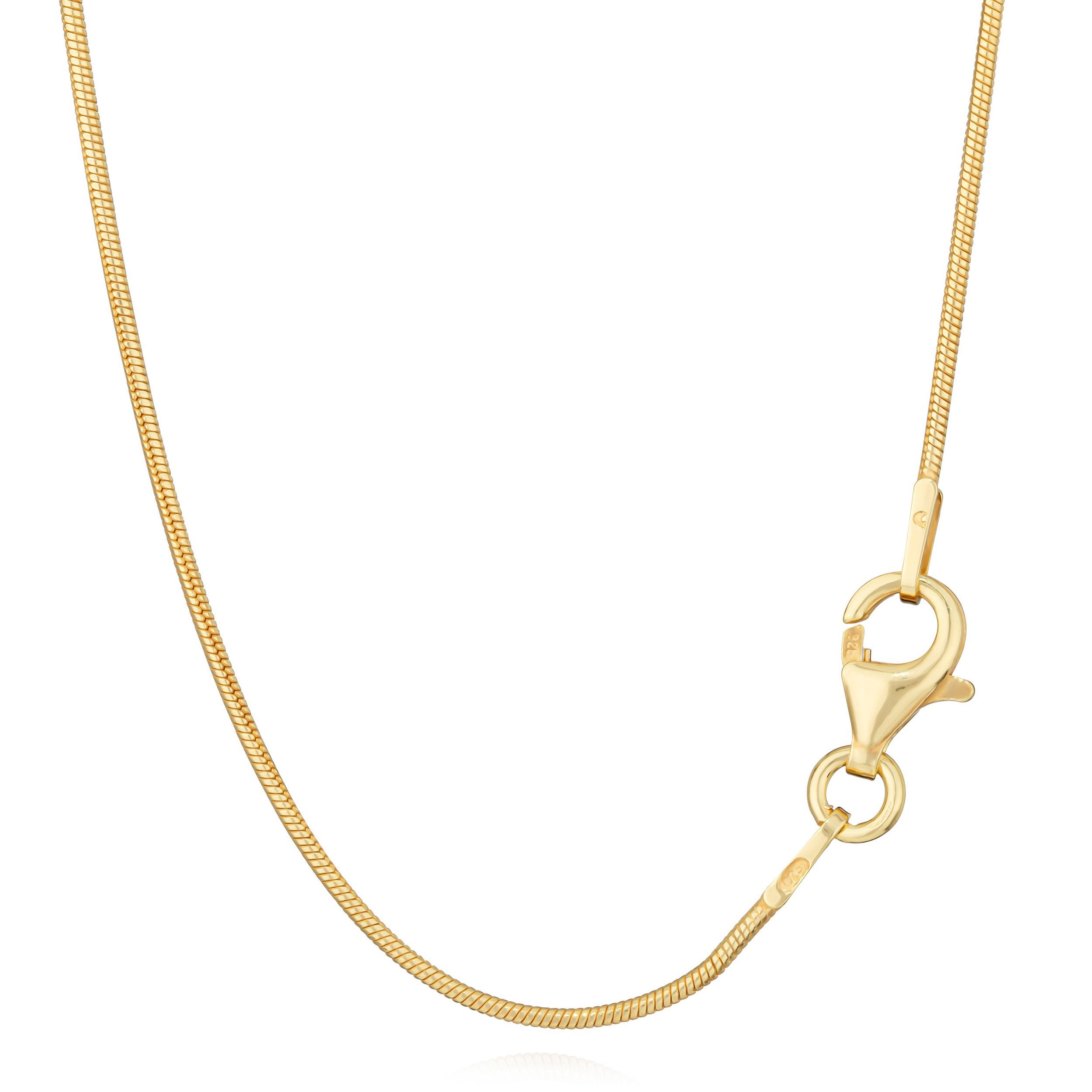 Silberkette Halskette 42cm Schlangenkette 925 Silber Gelbgold vergoldet 0,9mm brei