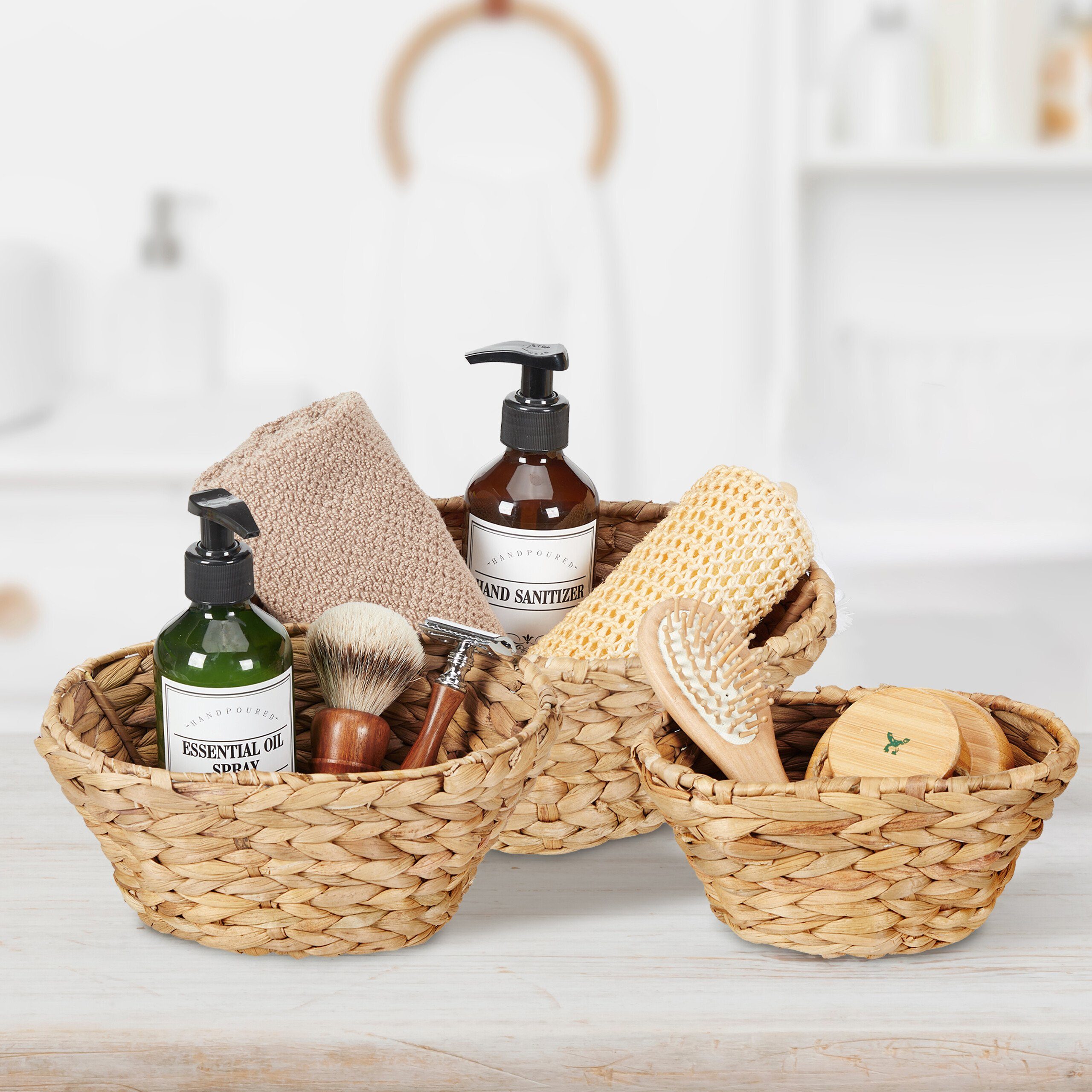 relaxdays Aufbewahrungskorb 3x Aufbewahrungskörbe Wasserhyazinthe günstig online kaufen