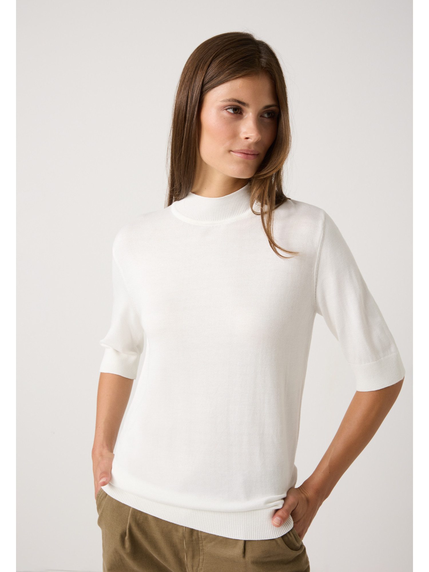 MORE&MORE Stehkragenpullover Viskose-Feinstrickpullover günstig online kaufen