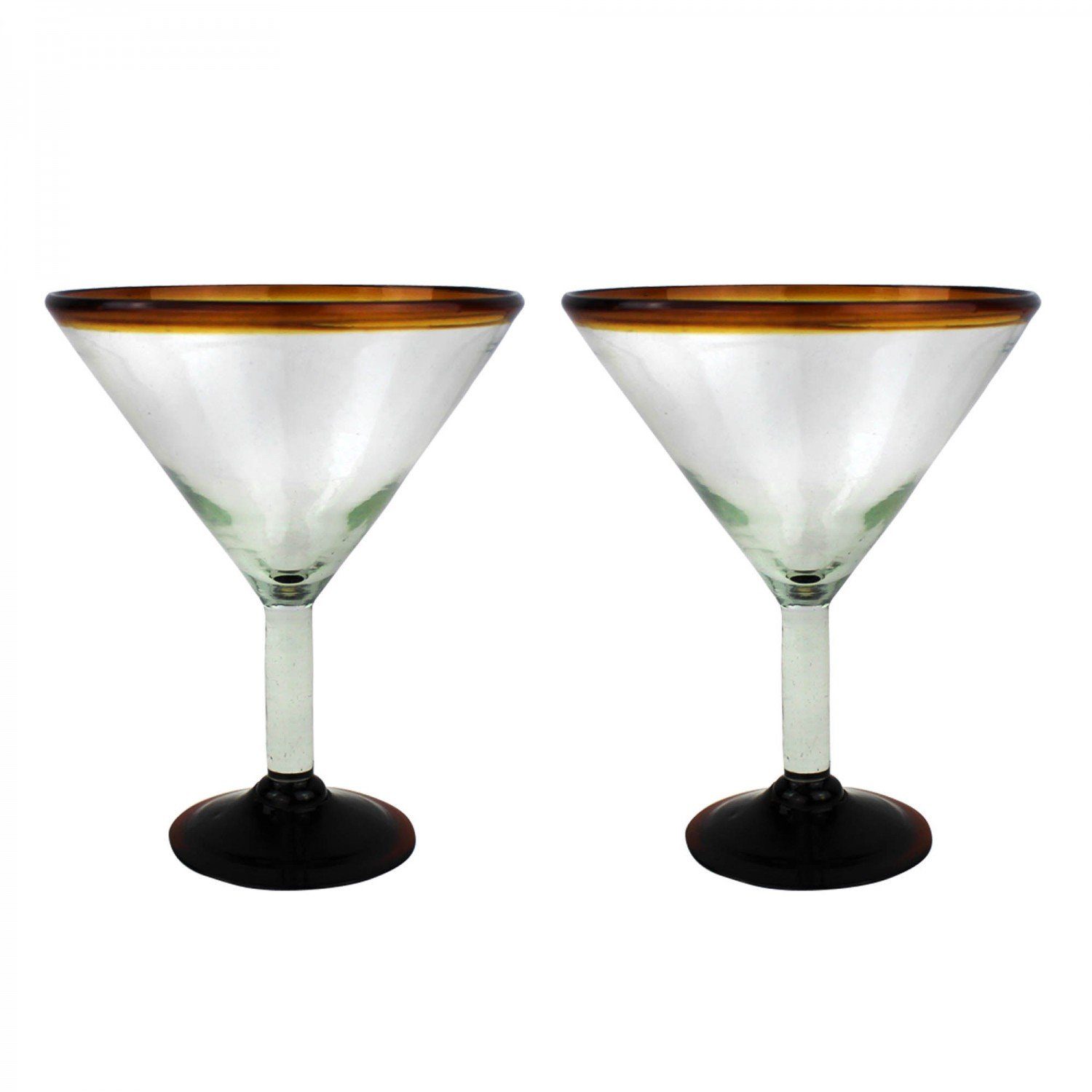 mitienda Cocktailglas Martini Gläser 2er Set Bernstein, mundgeblasen