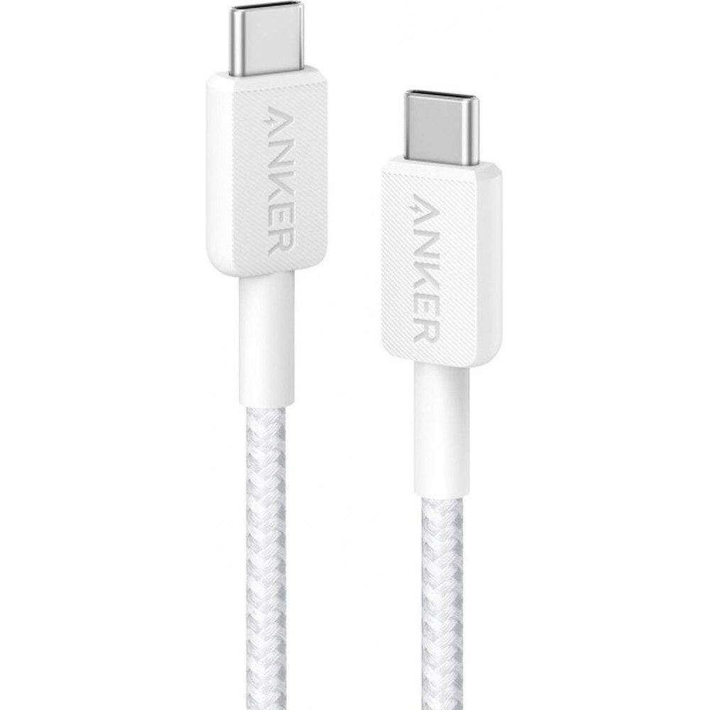 Anker USB-Kabel, USB-C auf USB-C, Geflochtenes weißes Design